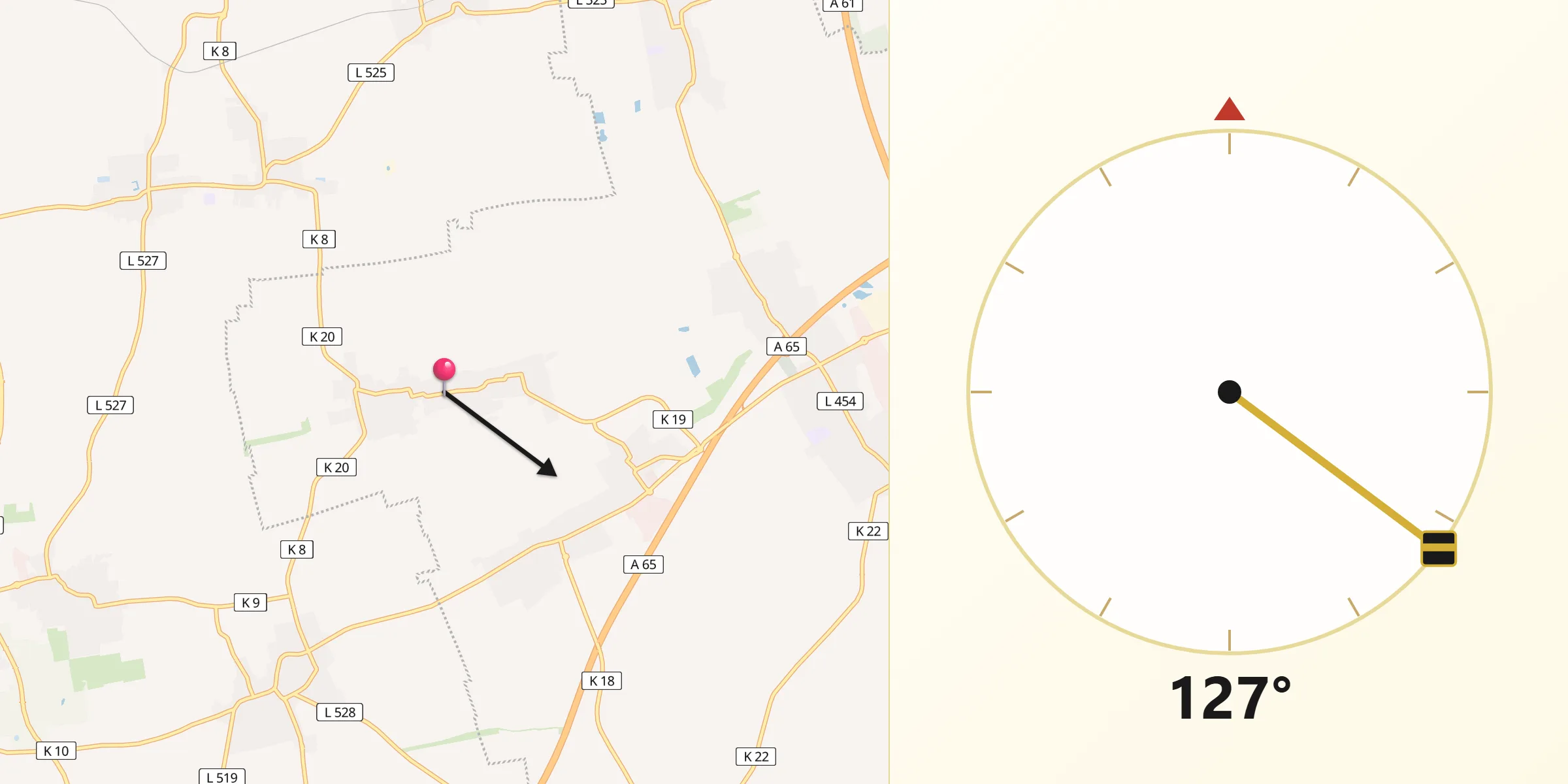 Qibla-Richtung von Rödersheim-Gronau