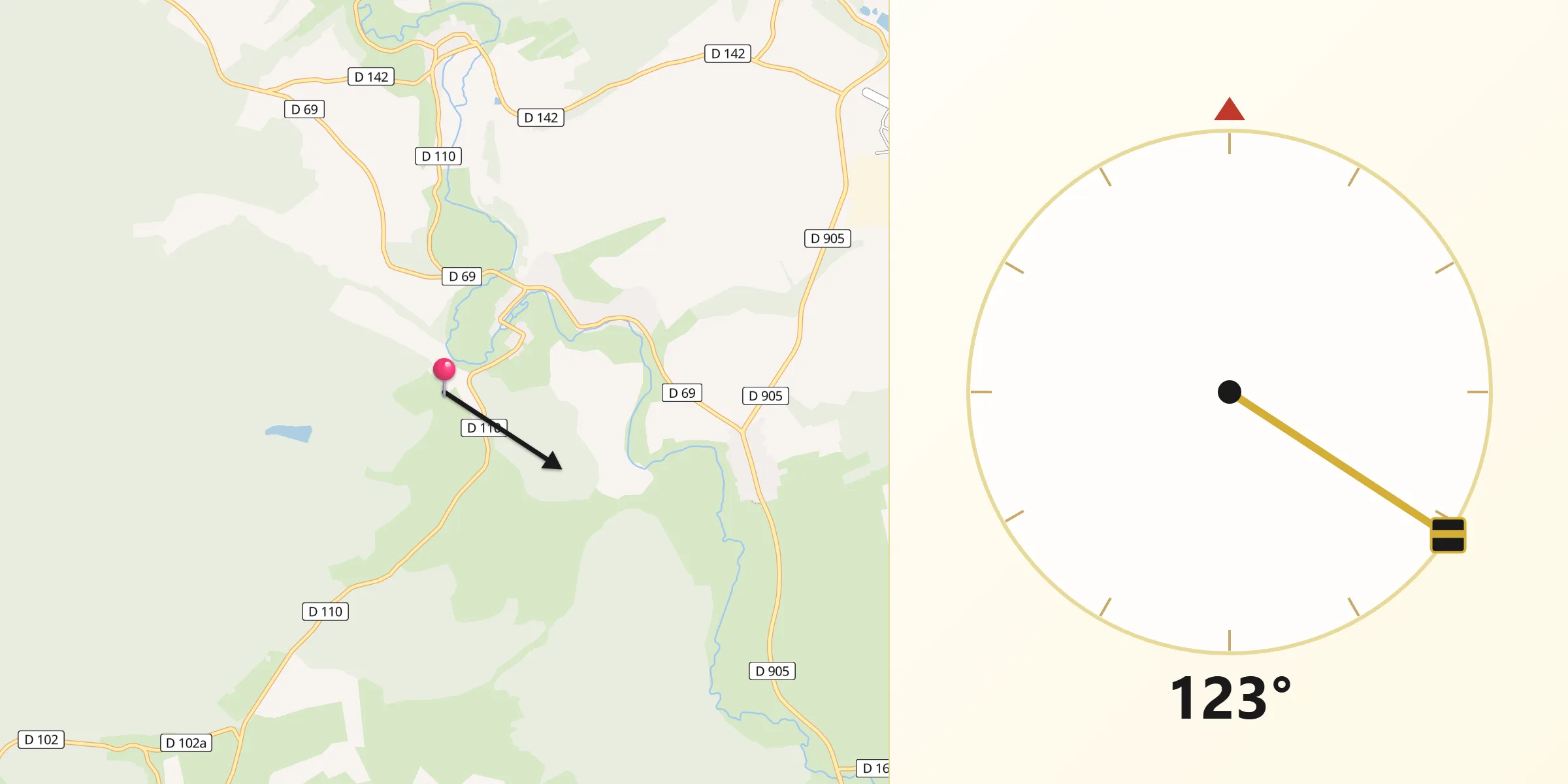 Direction vers la Qibla depuis Remoiville
