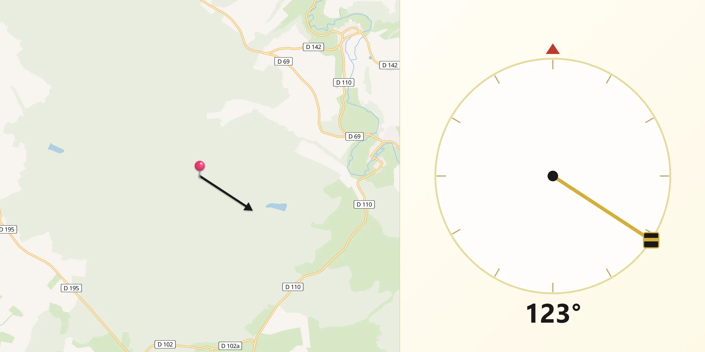 Direction vers la Qibla depuis Louppy-sur-Loison