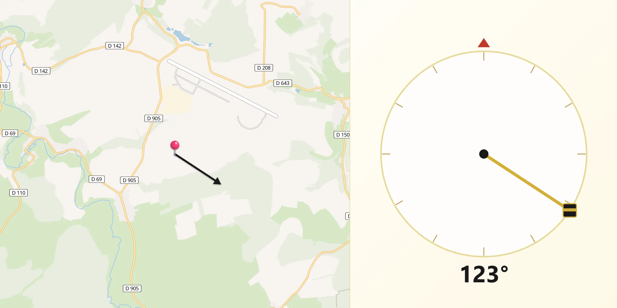 Direction vers la Qibla depuis Marville