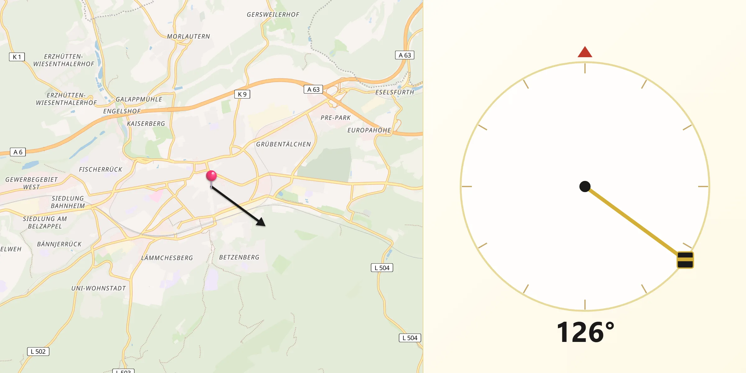 Kaiserslautern şehrinden Kıble Yönü