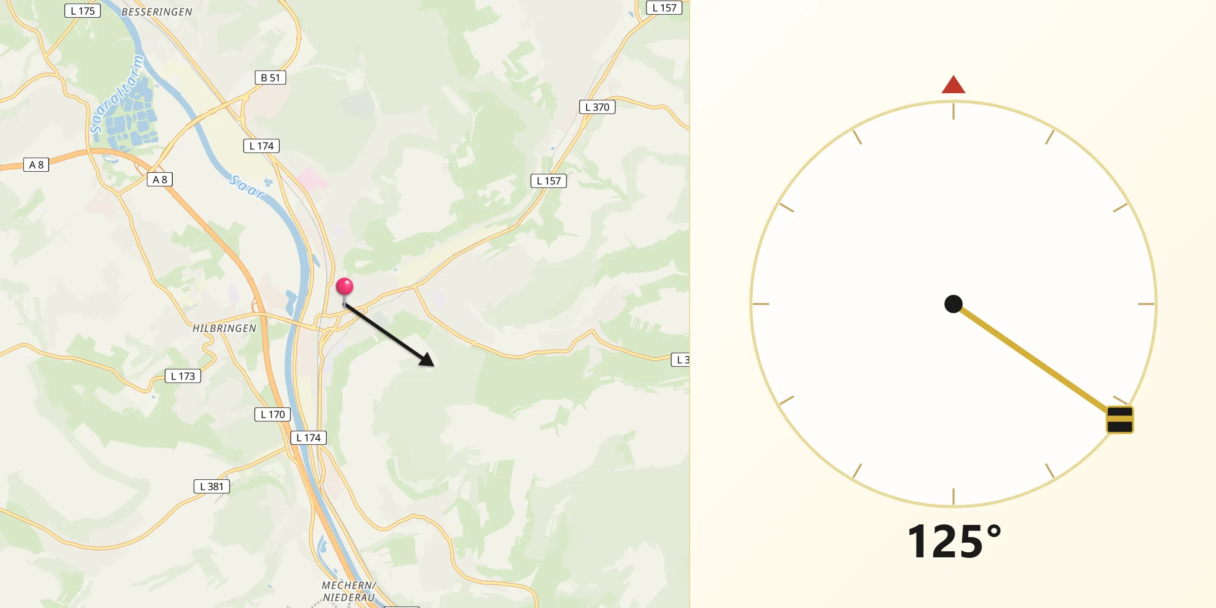 Qibla-Richtung von Merzig