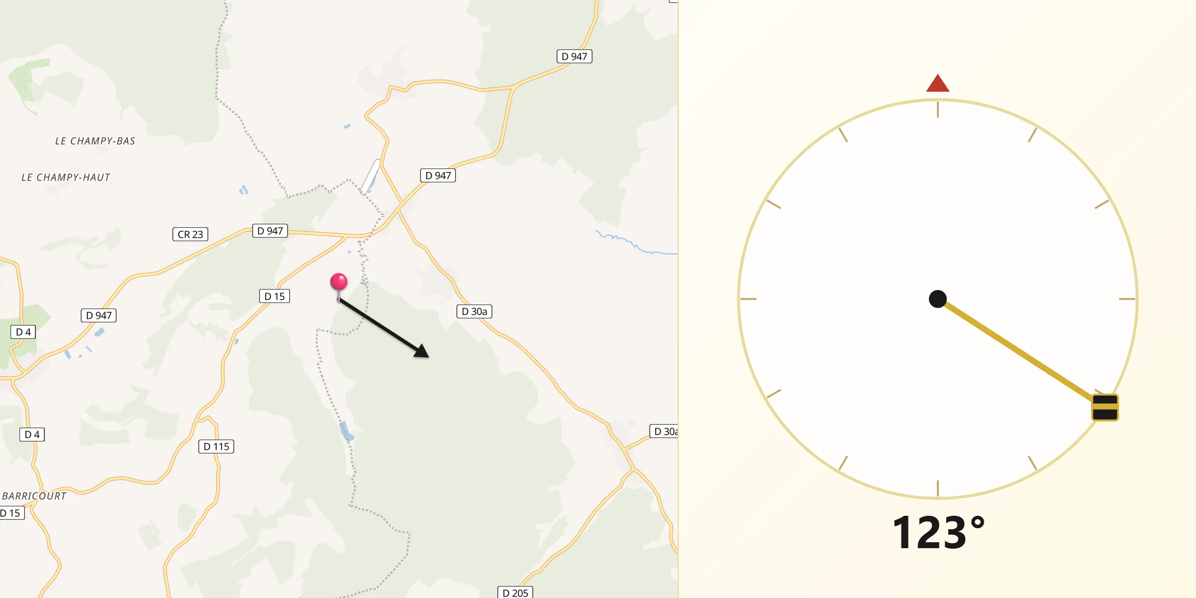 Direction vers la Qibla depuis Beauclair