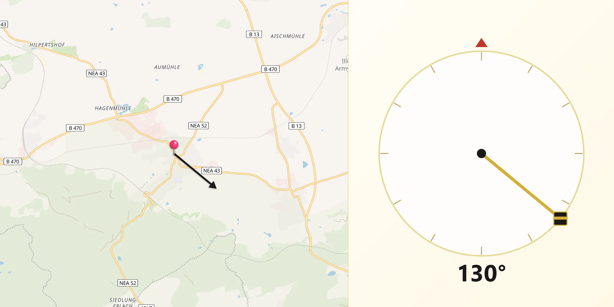 Qibla-Richtung von Burgbernheim