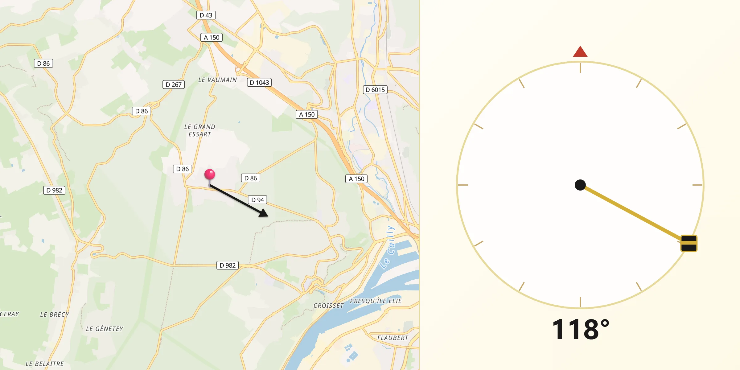 Direction vers la Qibla depuis Montigny
