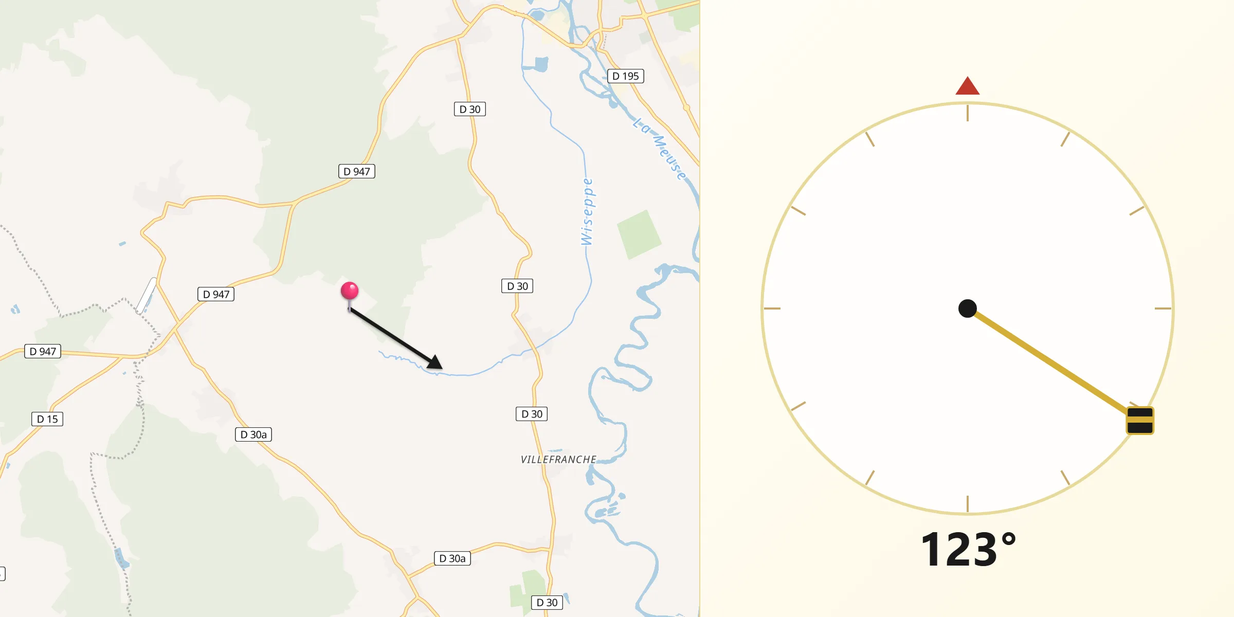 Direction vers la Qibla depuis Wiseppe