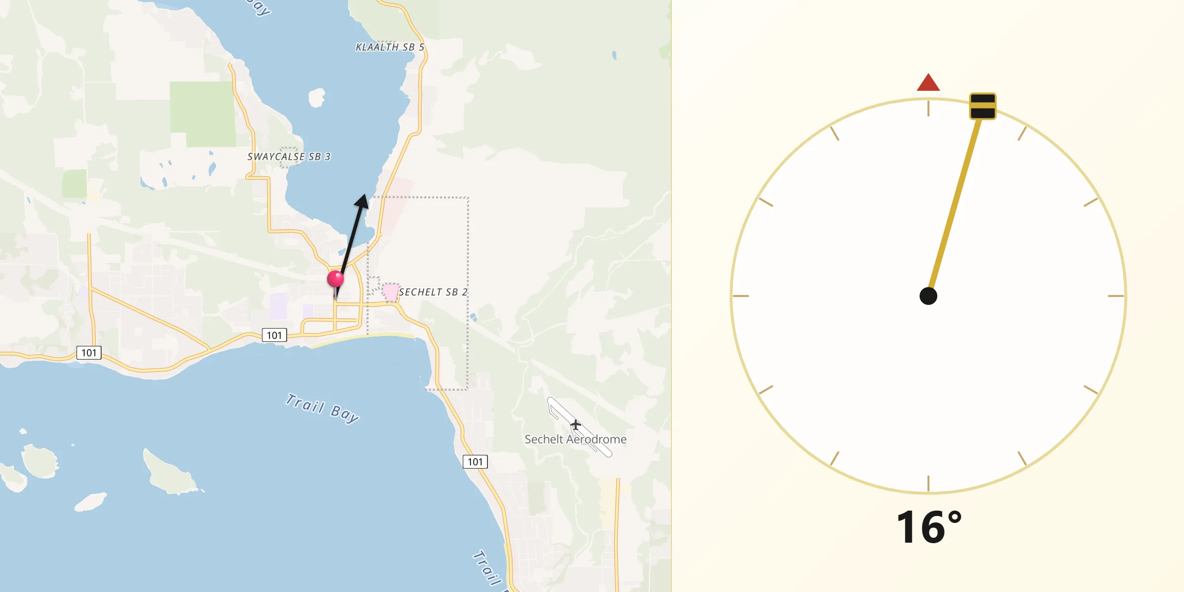 Qibla Direction from Sechelt