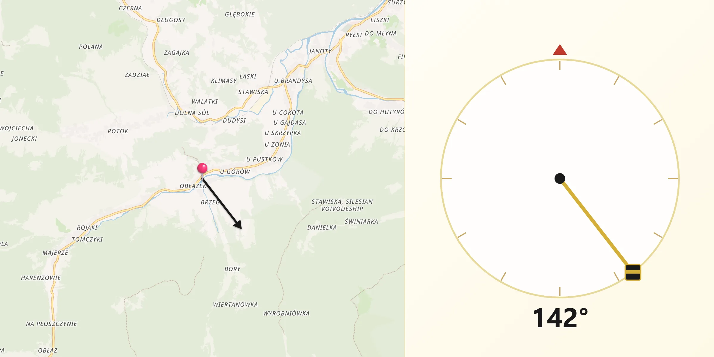 Kierunek Qibla z Rycerka Dolna