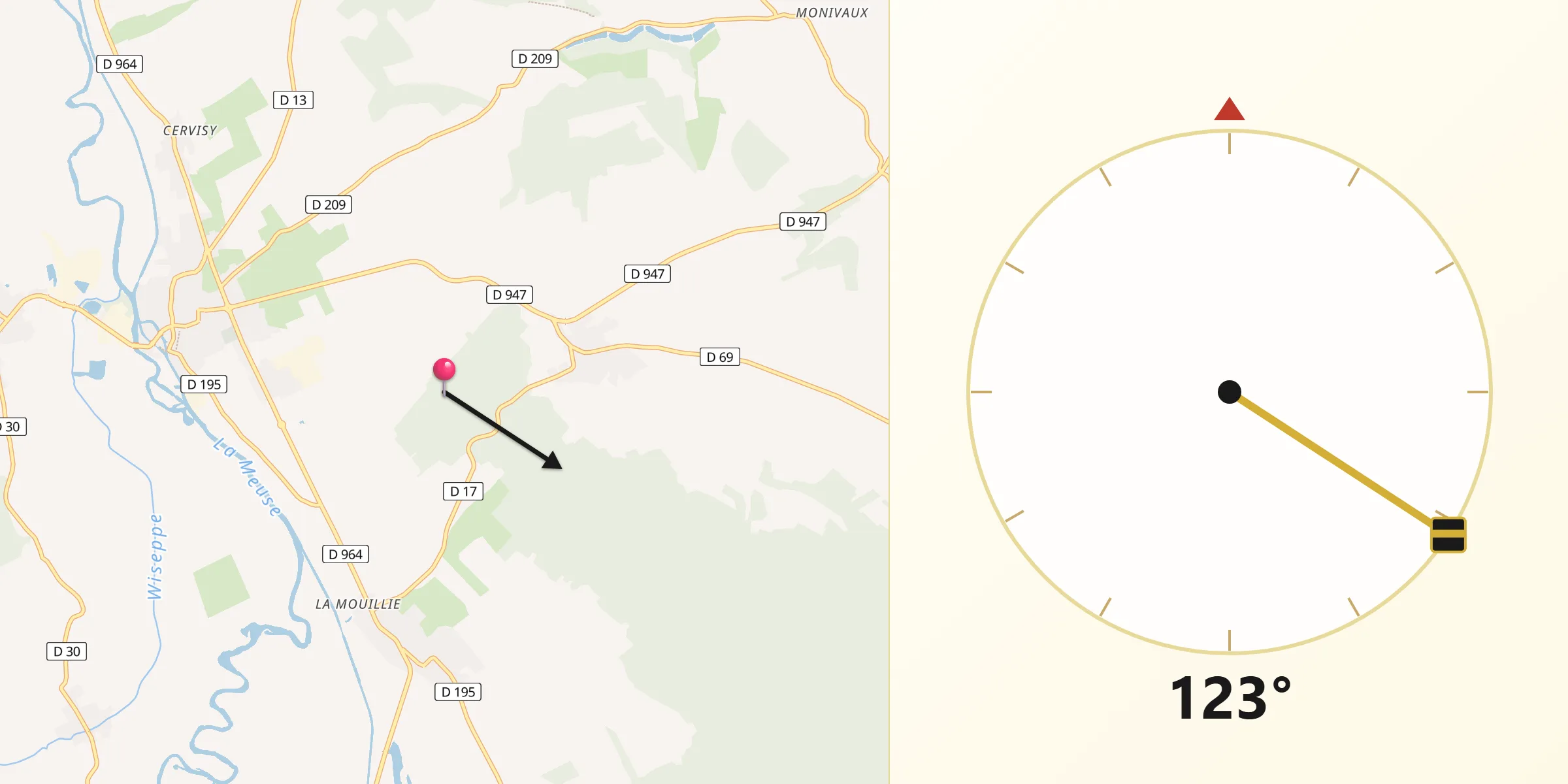 Direction vers la Qibla depuis Baâlon