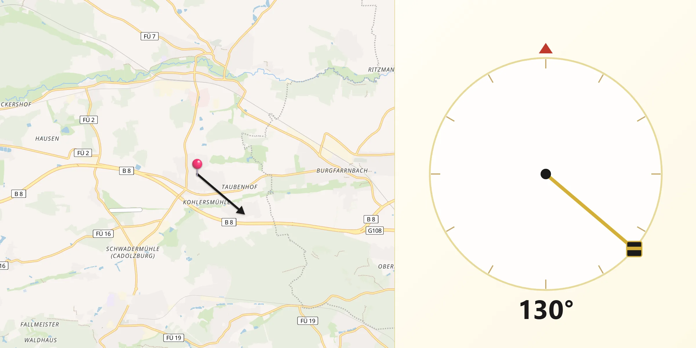 Qibla-Richtung von Seukendorf