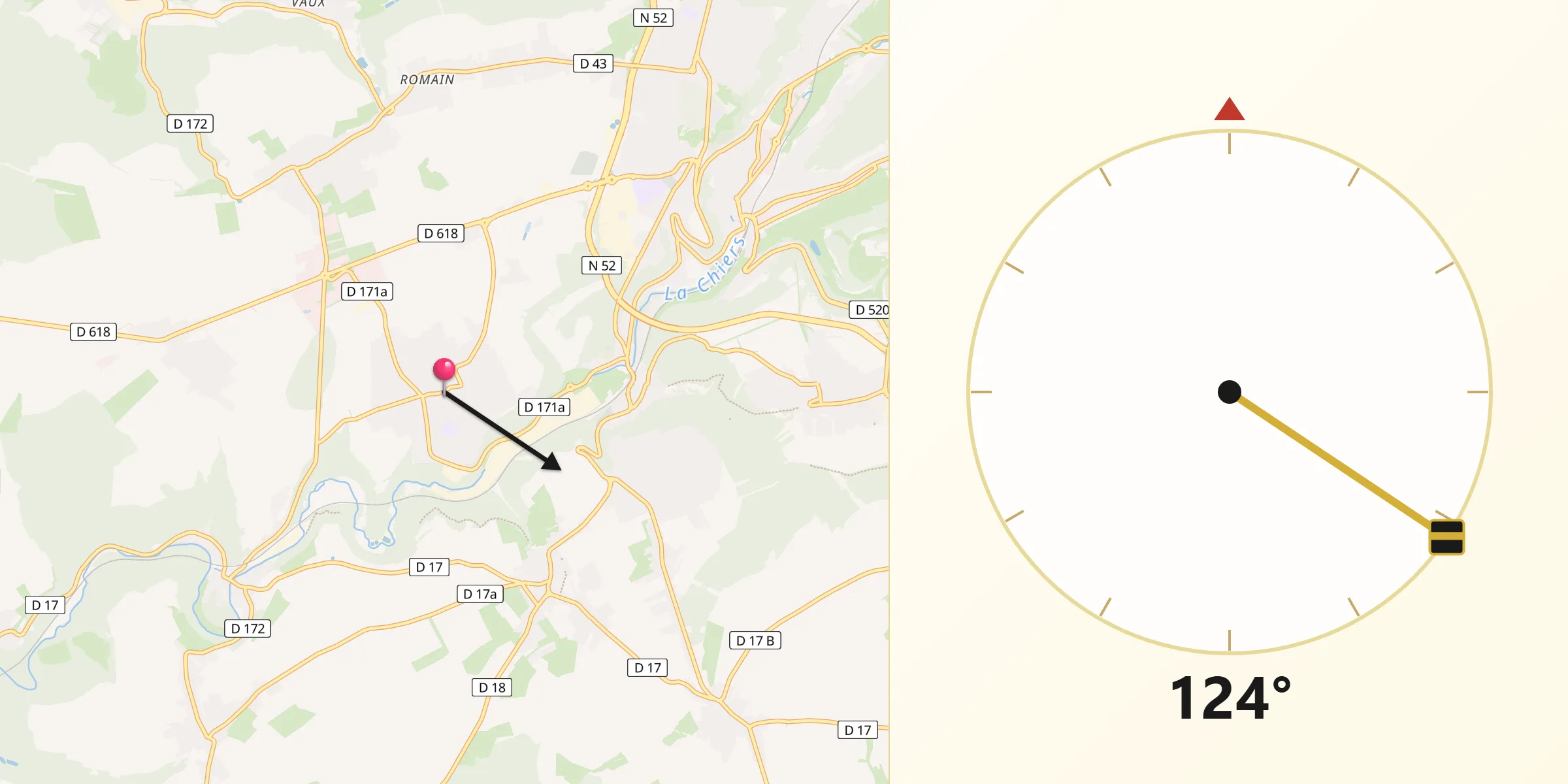 Direction vers la Qibla depuis Lexy