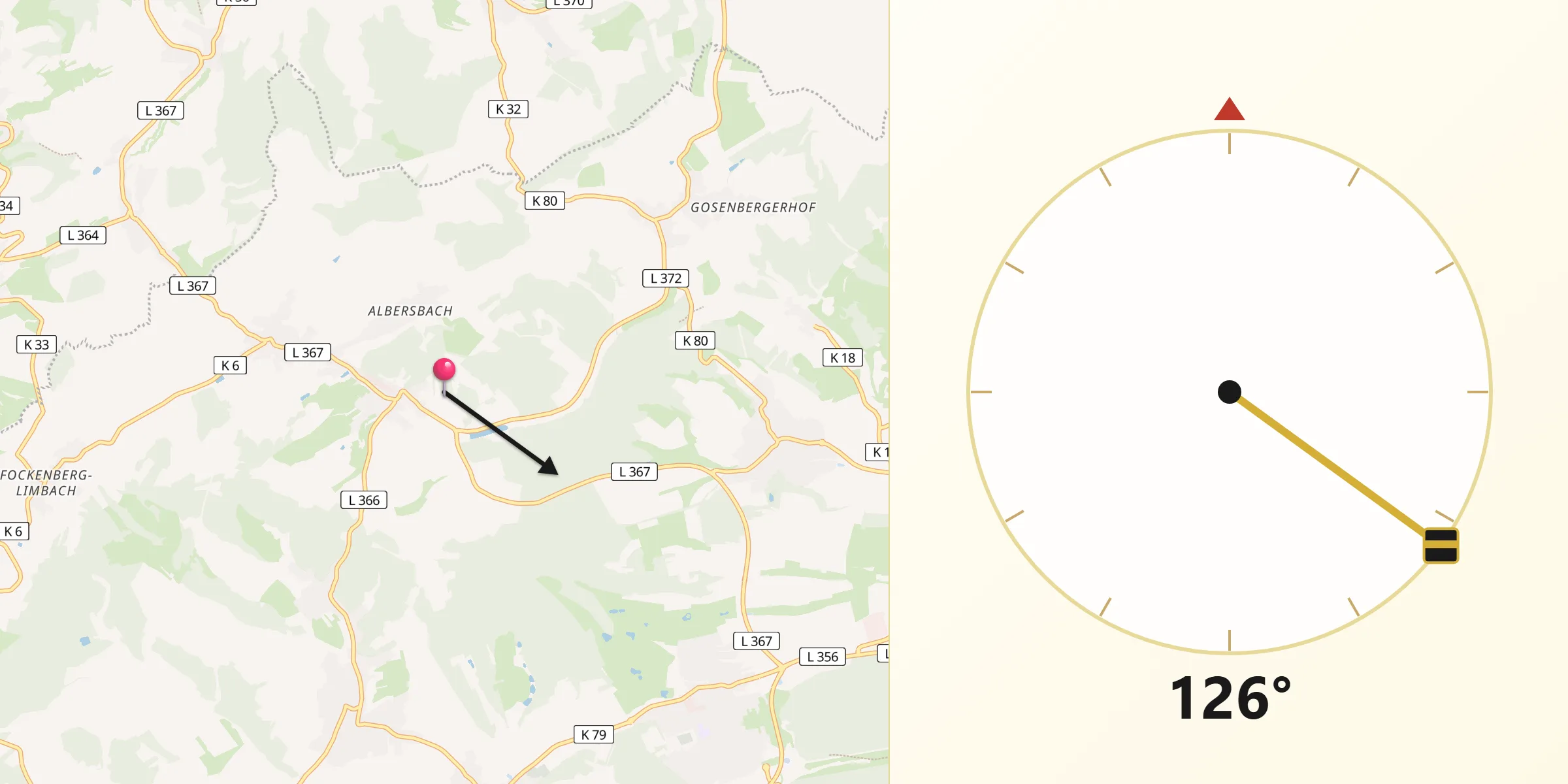 Qibla-Richtung von Reichenbach-Steegen