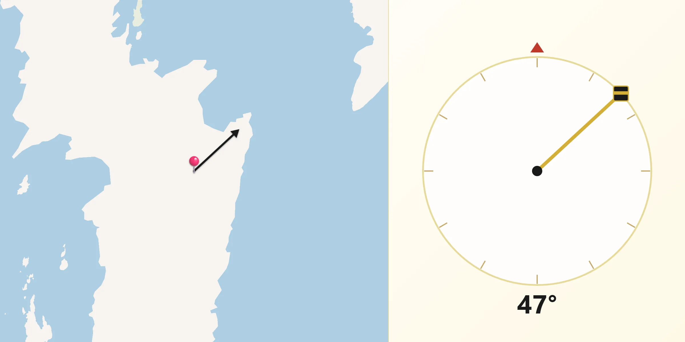 Qibla Direction from Thunder Bay District