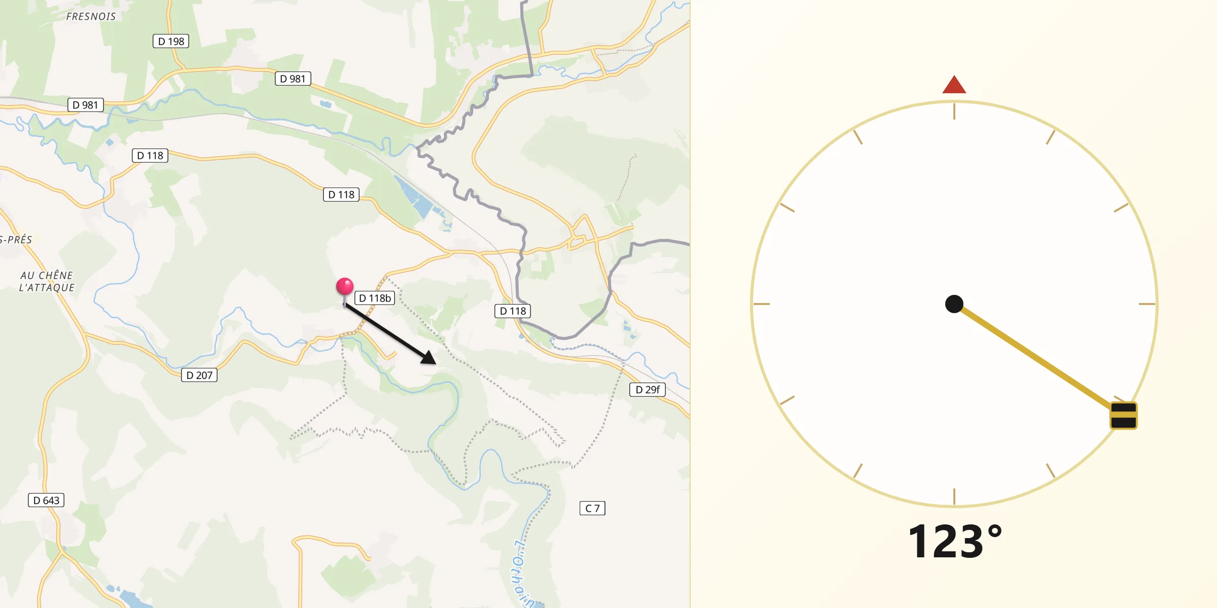 Direction vers la Qibla depuis Velosnes