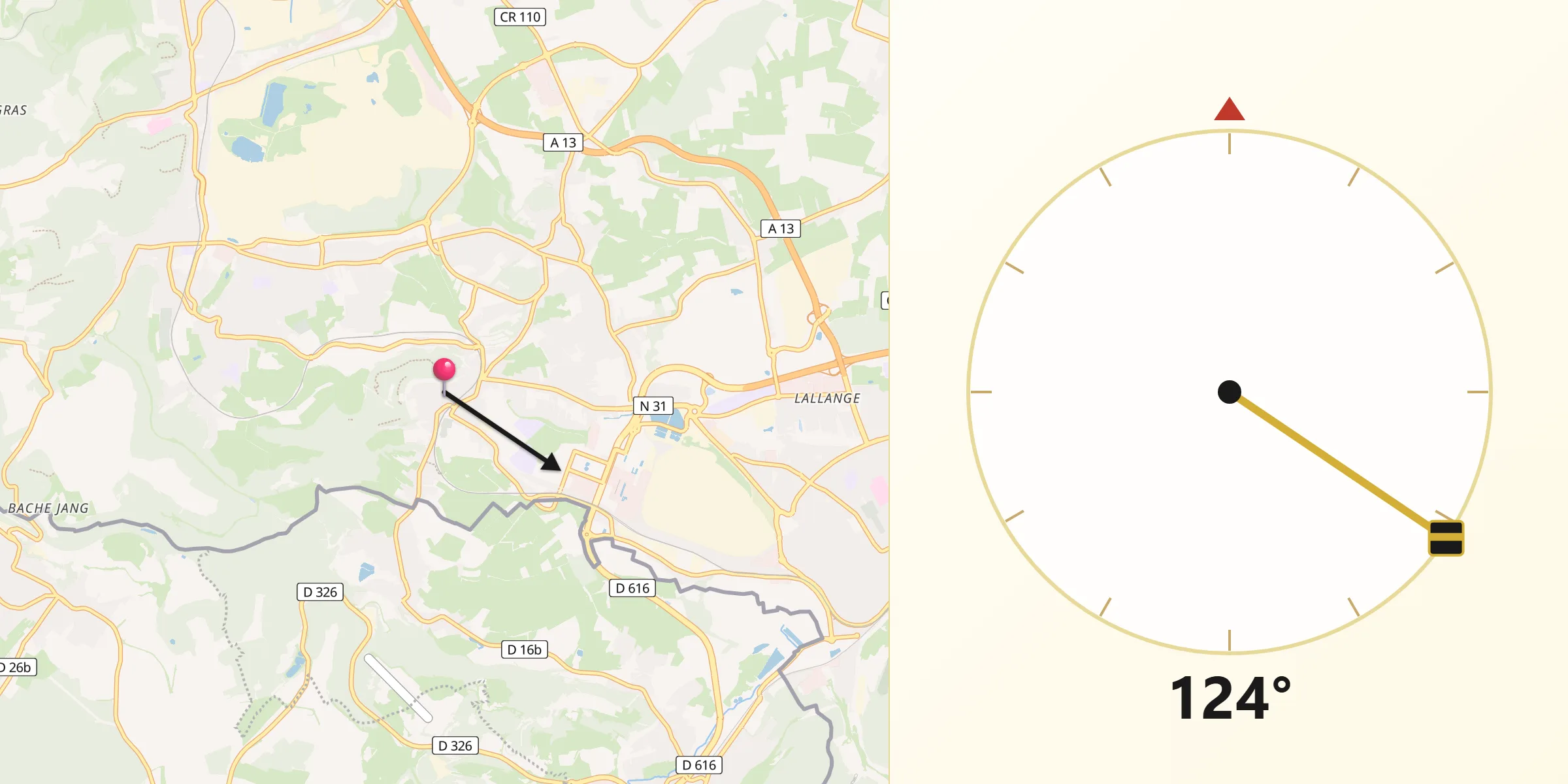 Direction vers la Qibla depuis Belvaux