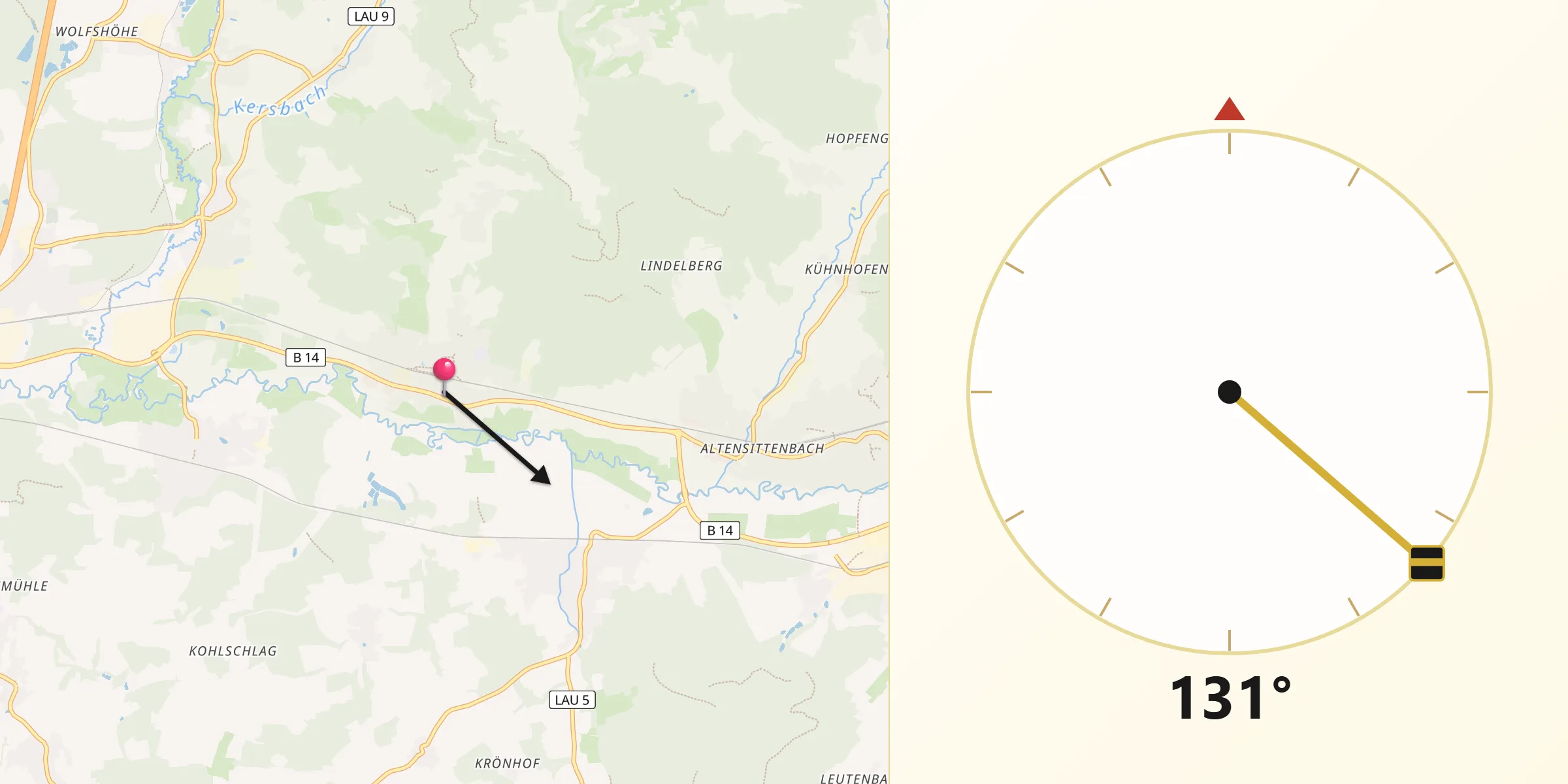 Qibla-Richtung von Reichenschwand
