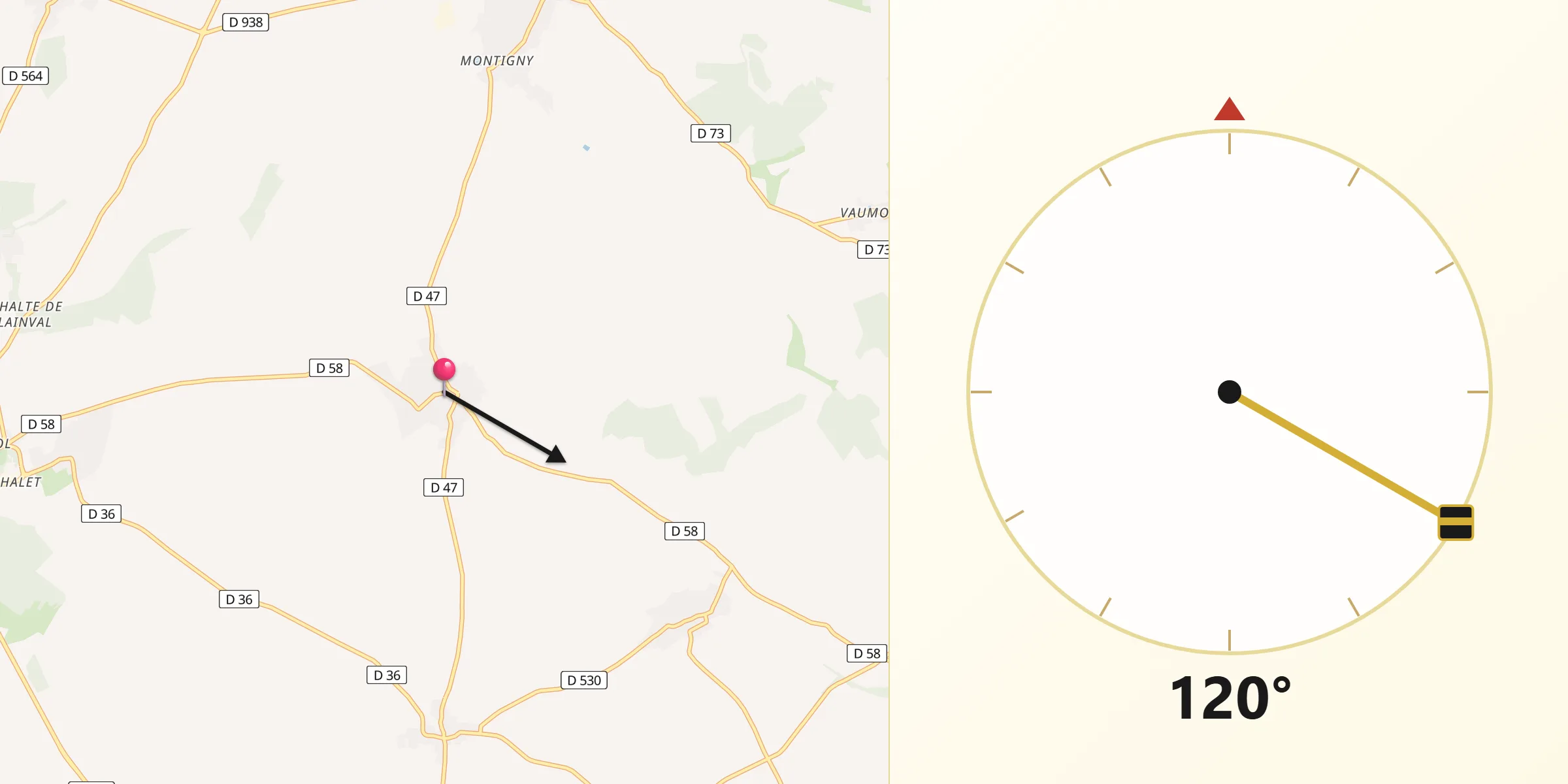 Direction vers la Qibla depuis Ravenel