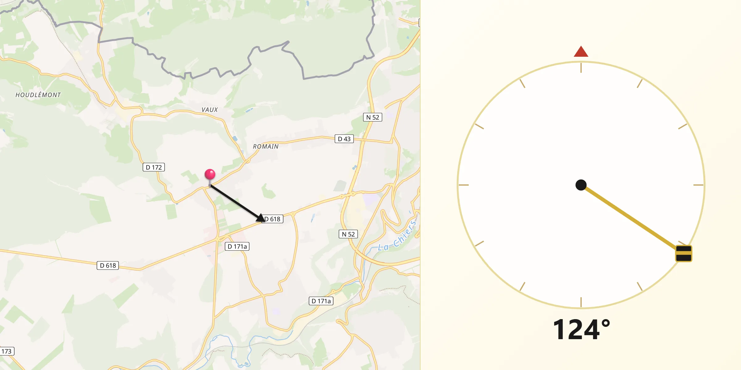 Direction vers la Qibla depuis Cosnes