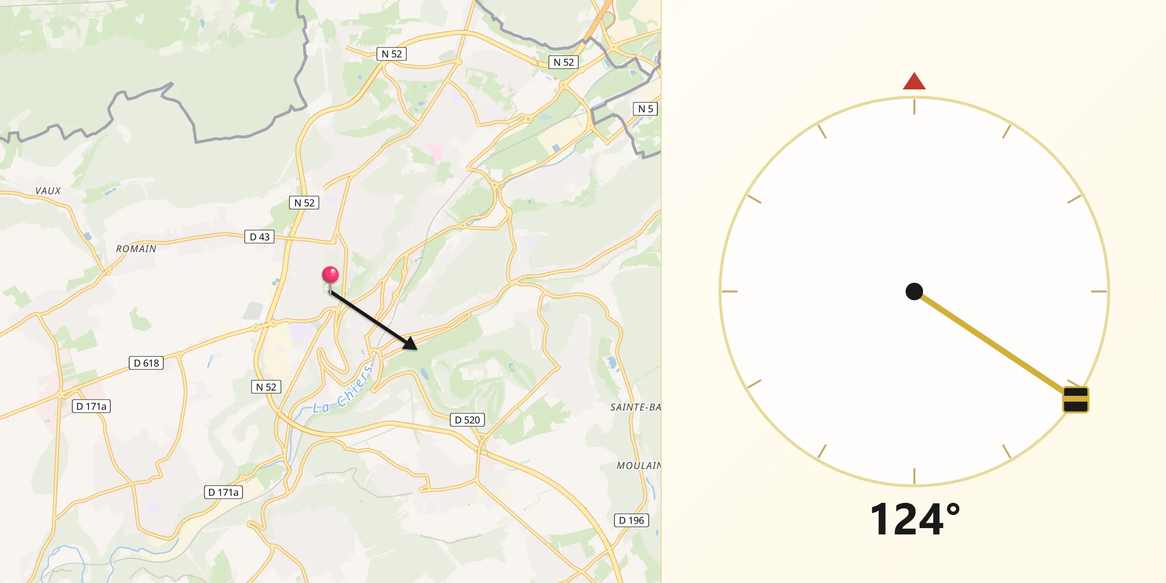 Direction vers la Qibla depuis Longwy