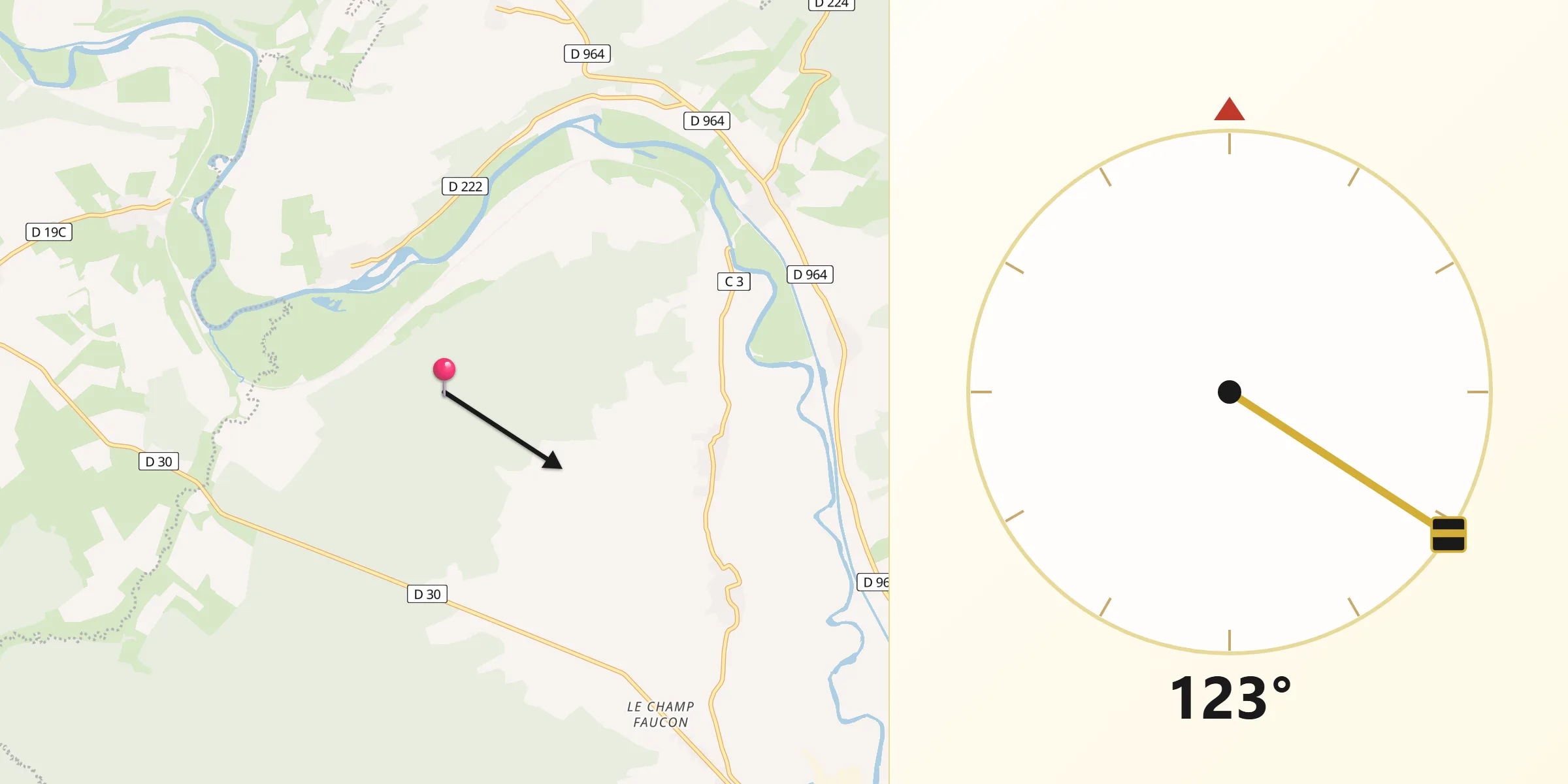 Direction vers la Qibla depuis Luzy-Saint-Martin