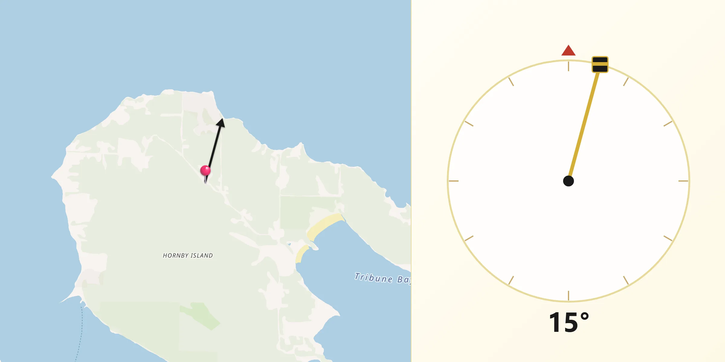 Qibla Direction from Hornby Island