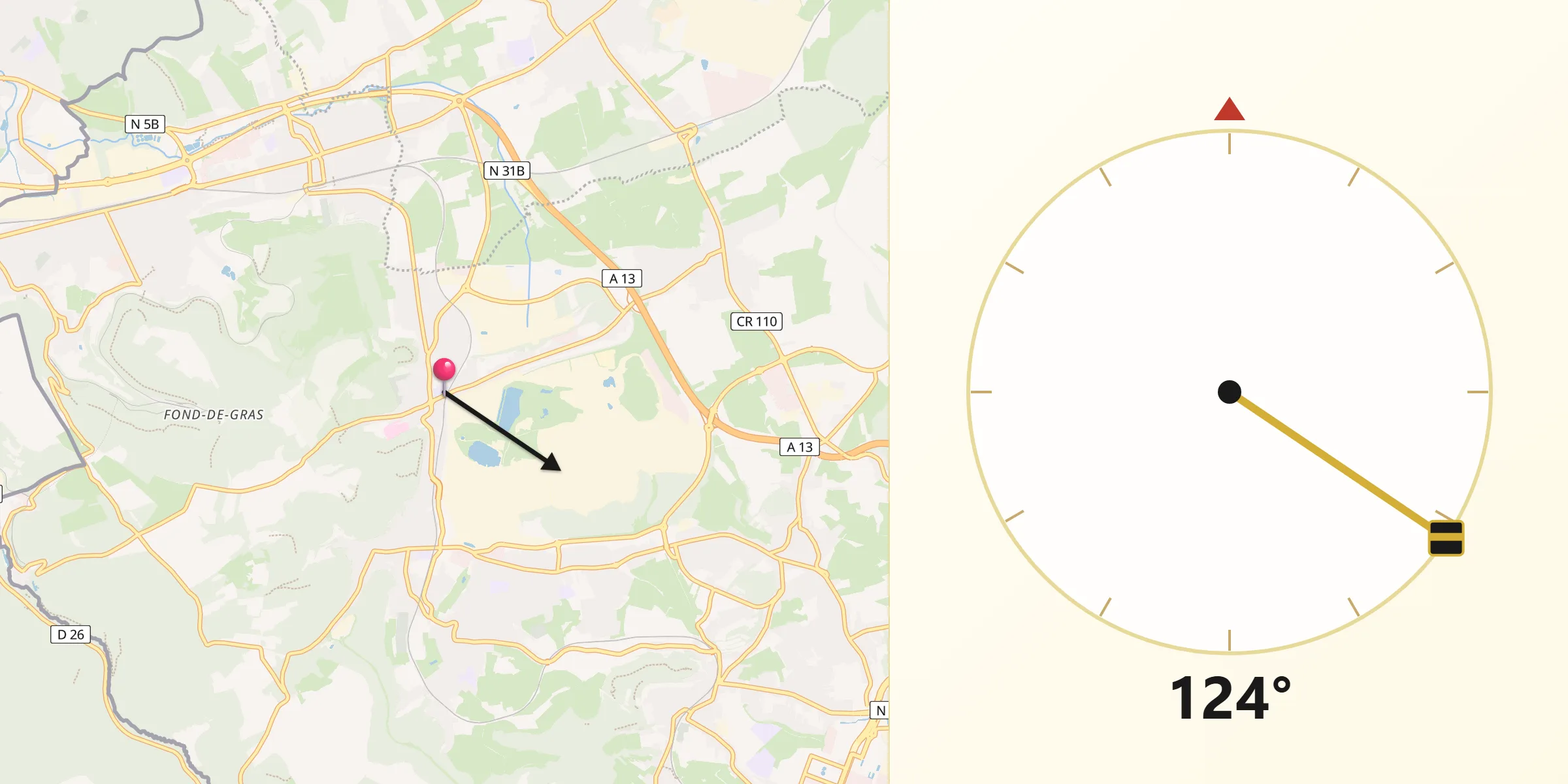 Direction vers la Qibla depuis Niedercorn