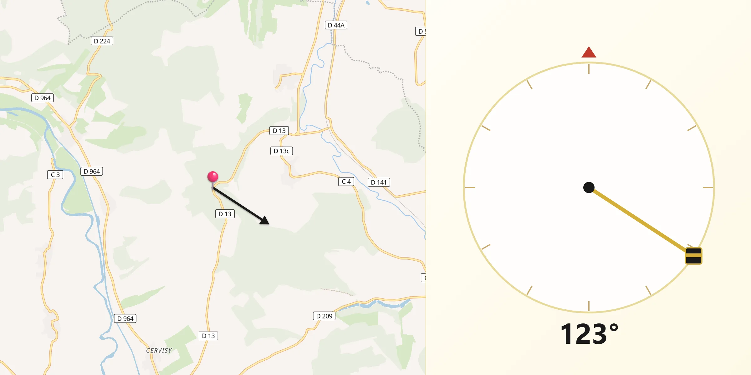 Direction vers la Qibla depuis Nepvant