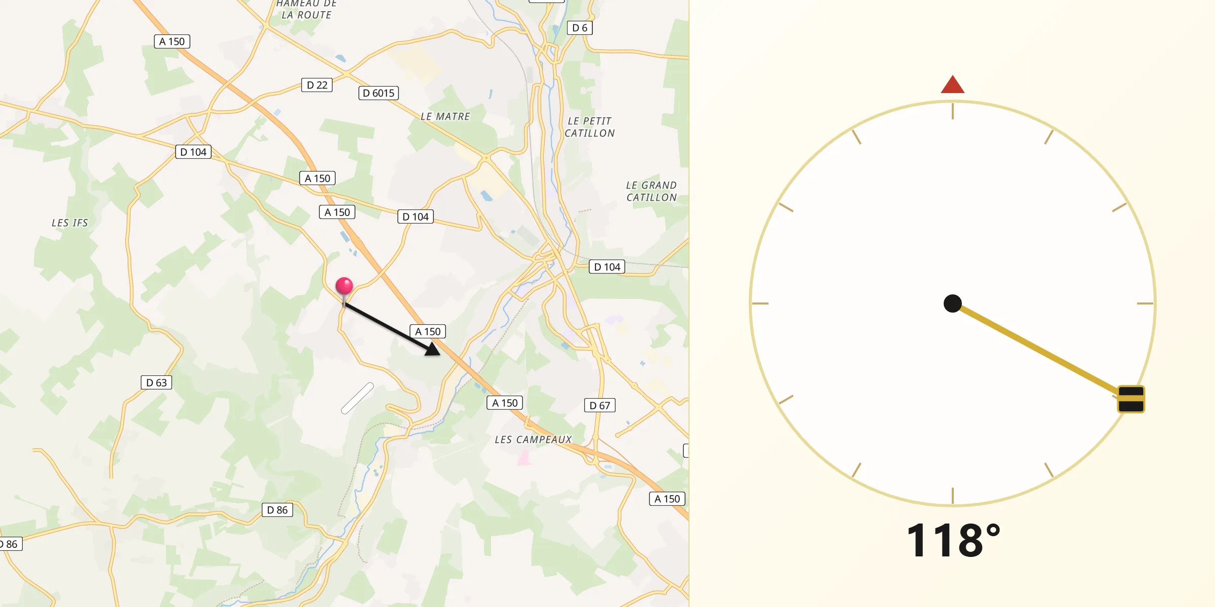 Direction vers la Qibla depuis Villers-Écalles