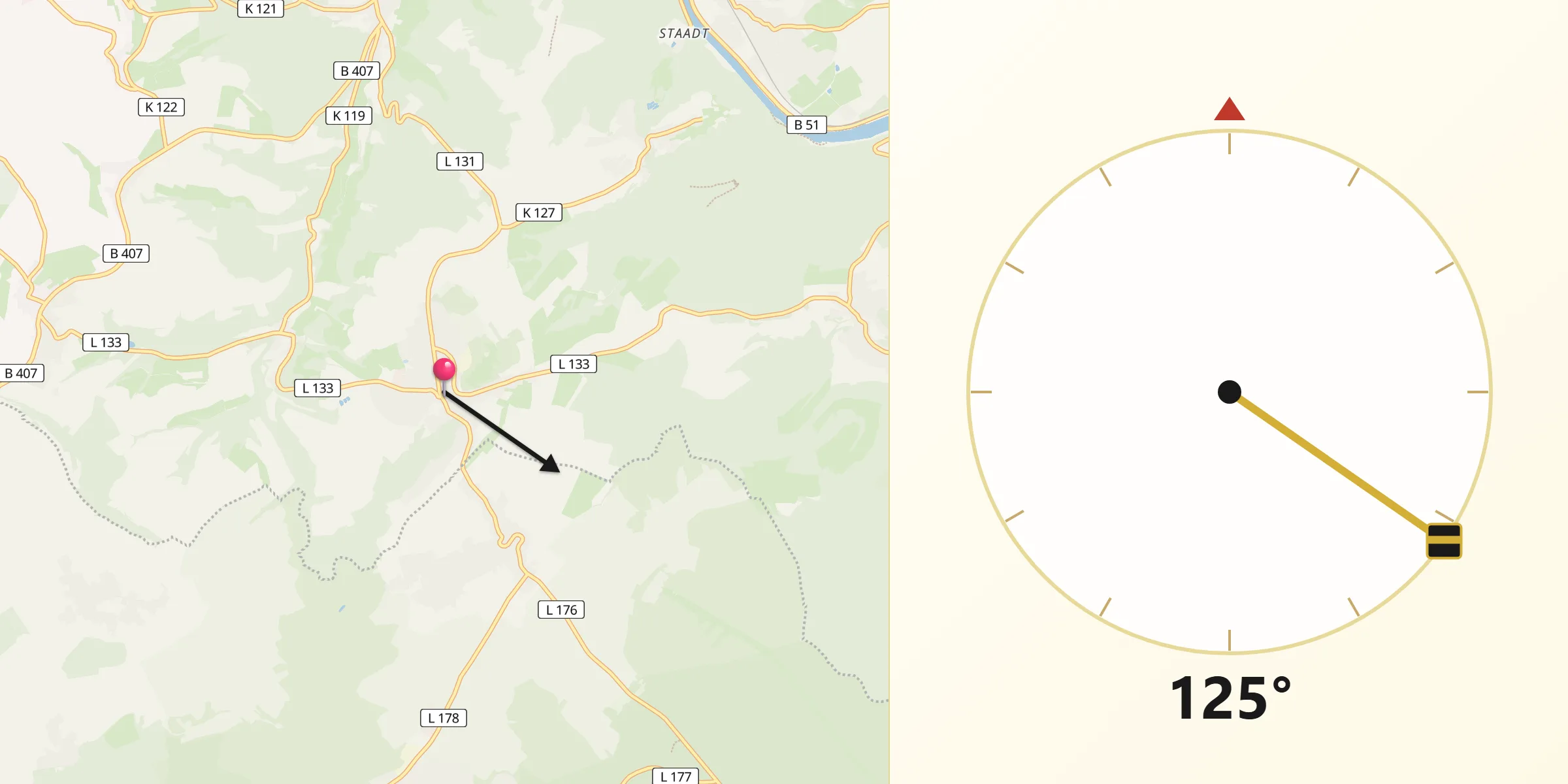 Qibla-Richtung von Freudenburg