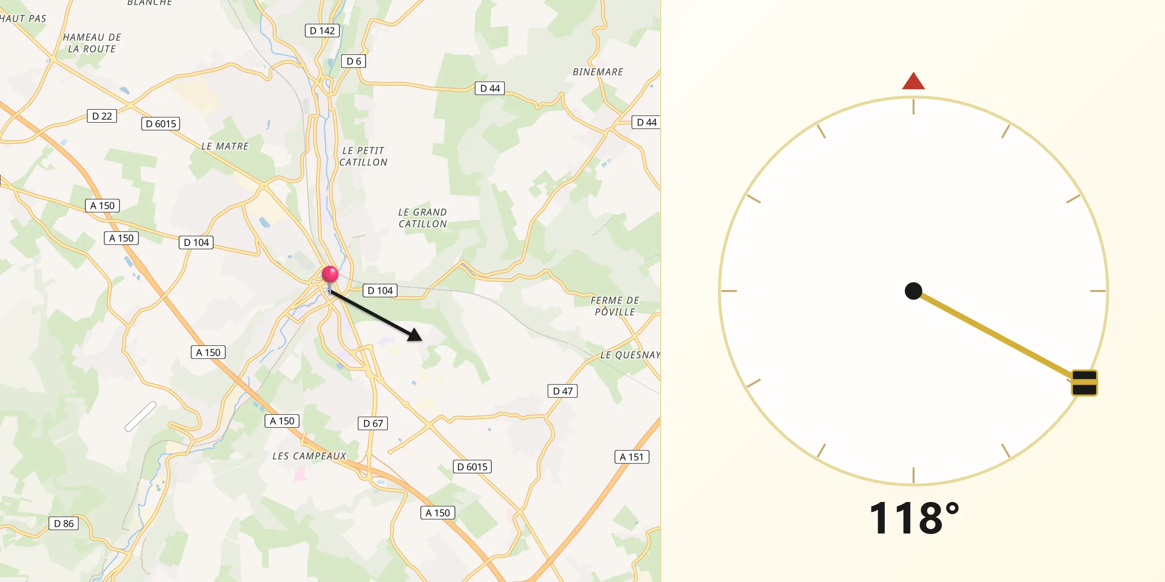 Direction vers la Qibla depuis Barentin