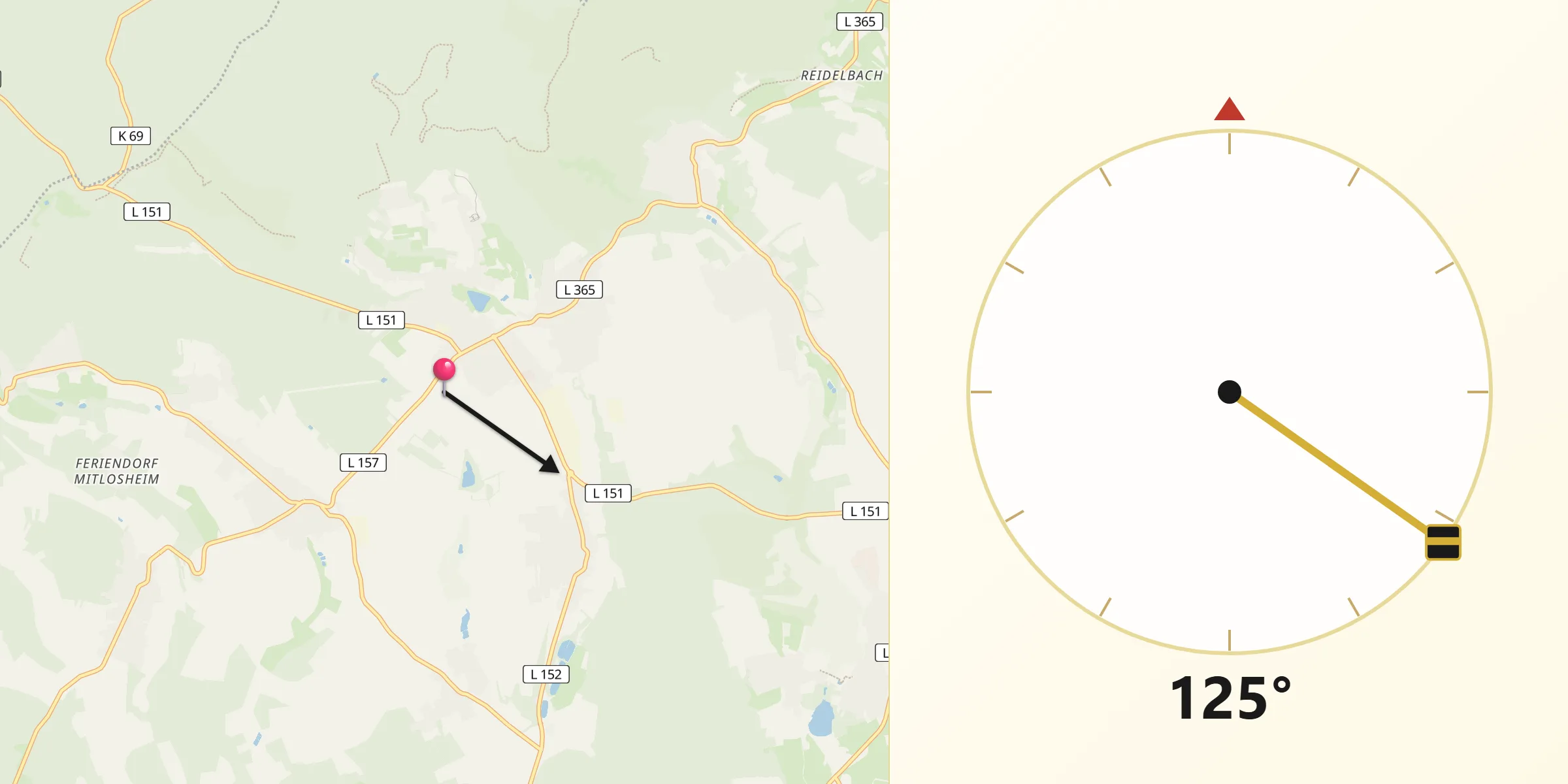 Qibla-Richtung von Weiskirchen