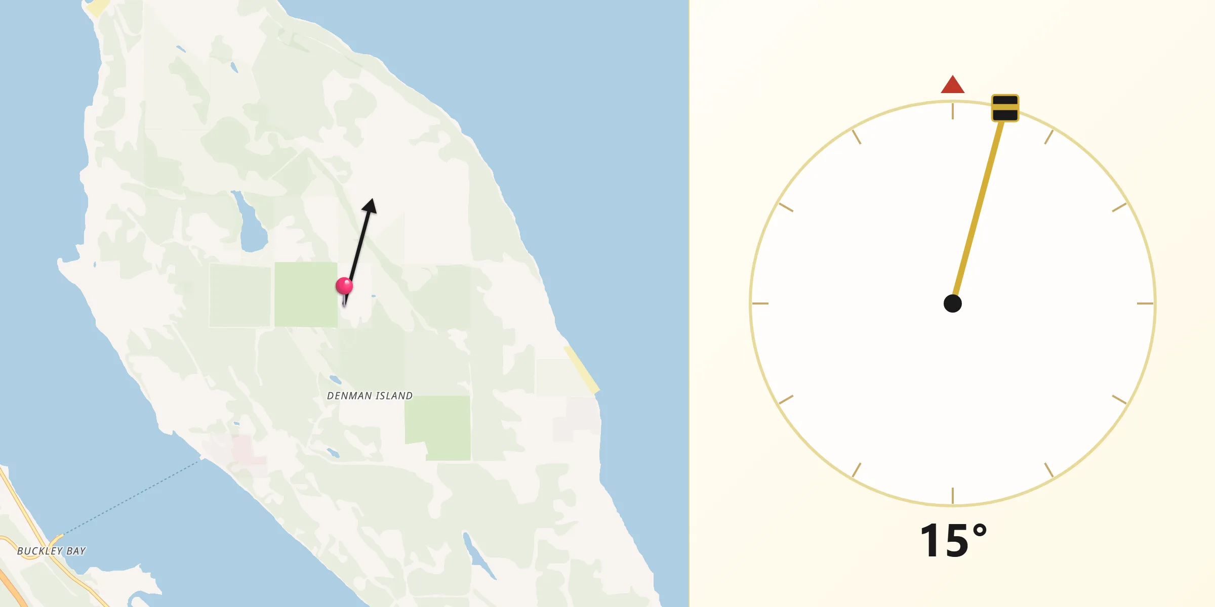 Qibla Direction from Denman Island Trust Area