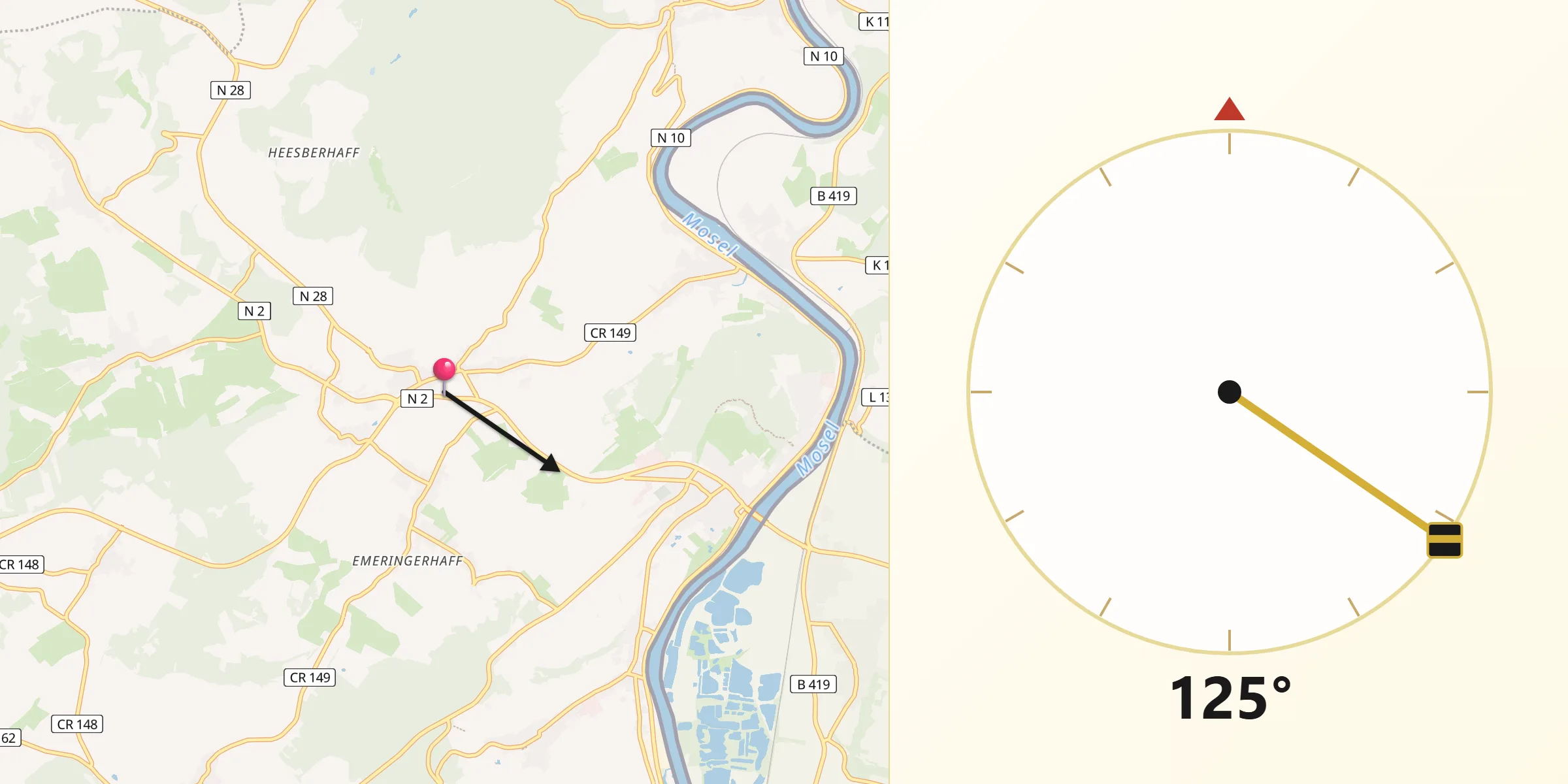 Direction vers la Qibla depuis Bous