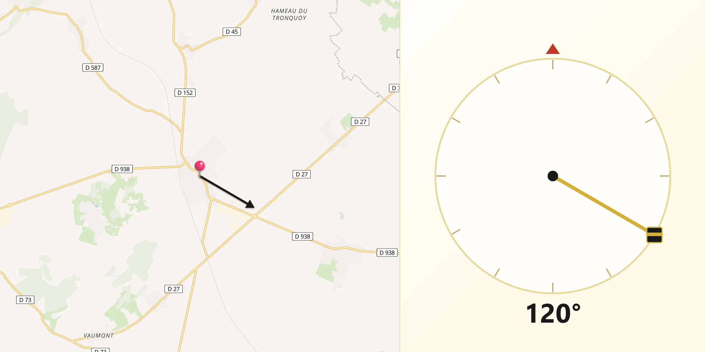 Direction vers la Qibla depuis Tricot