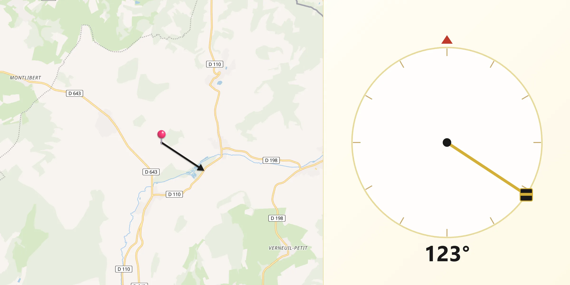 Direction vers la Qibla depuis Avioth