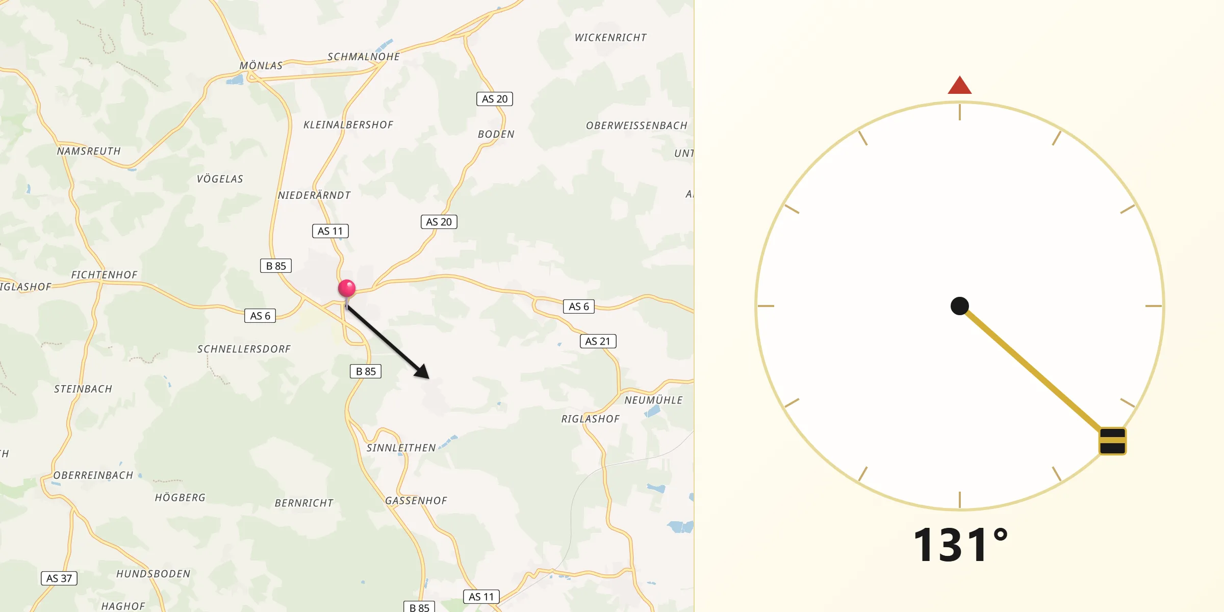 Qibla-Richtung von Edelsfeld