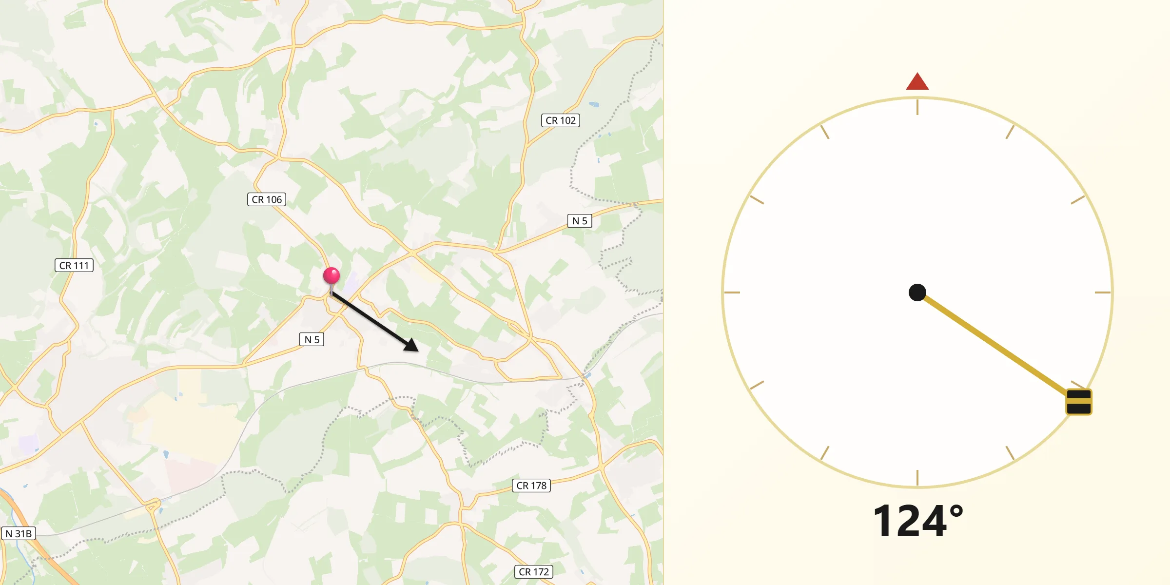 Direction vers la Qibla depuis Schouweiler