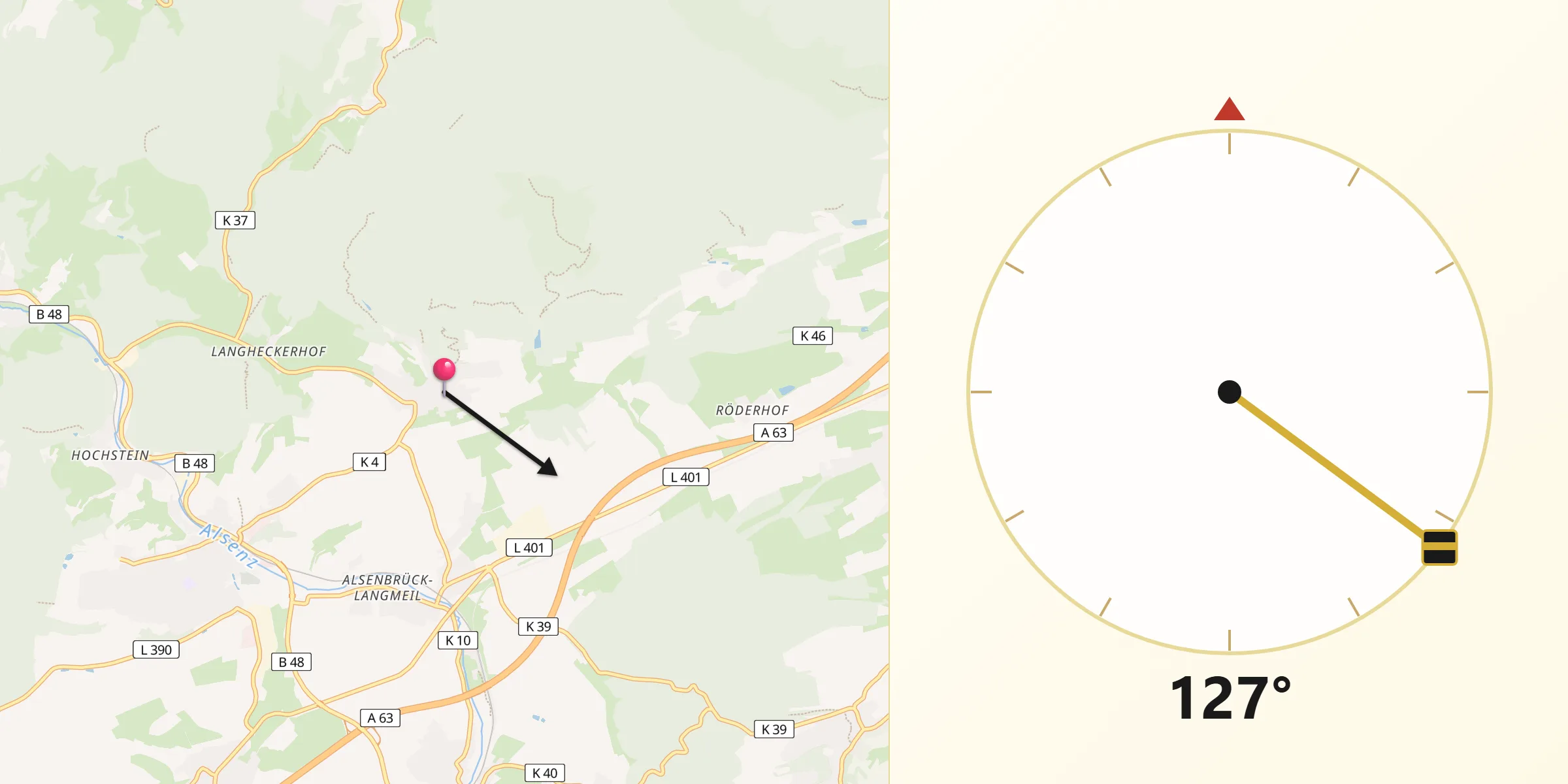Qibla-Richtung von Imsbach