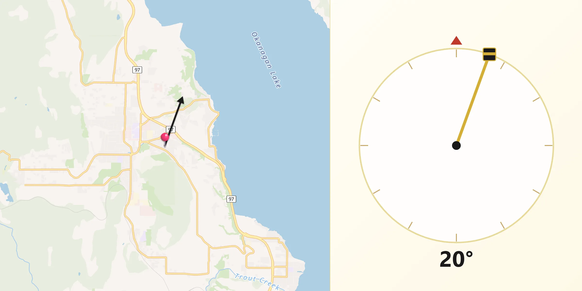 Qibla Direction from Summerland