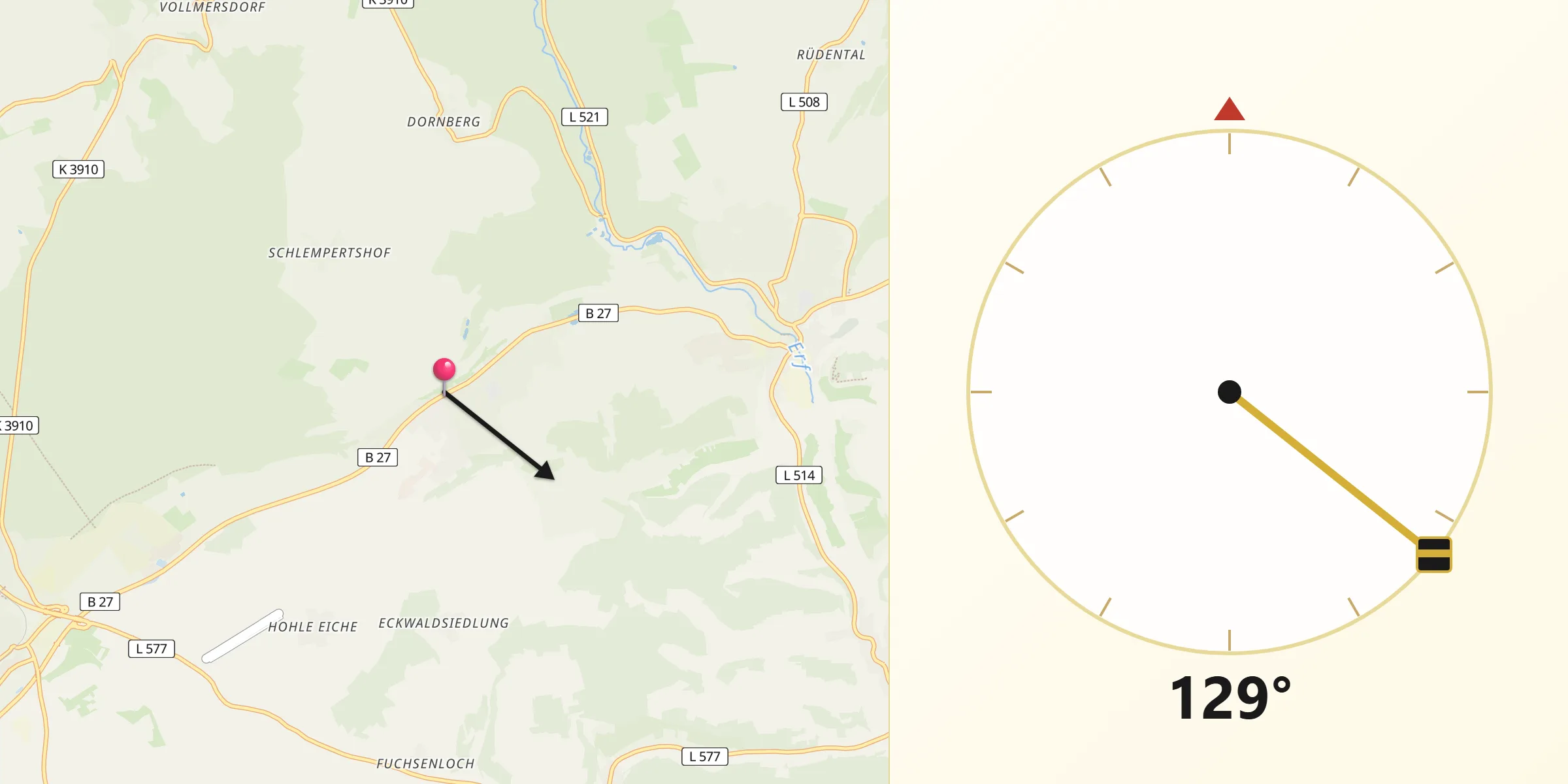 Qibla-Richtung von Höpfingen