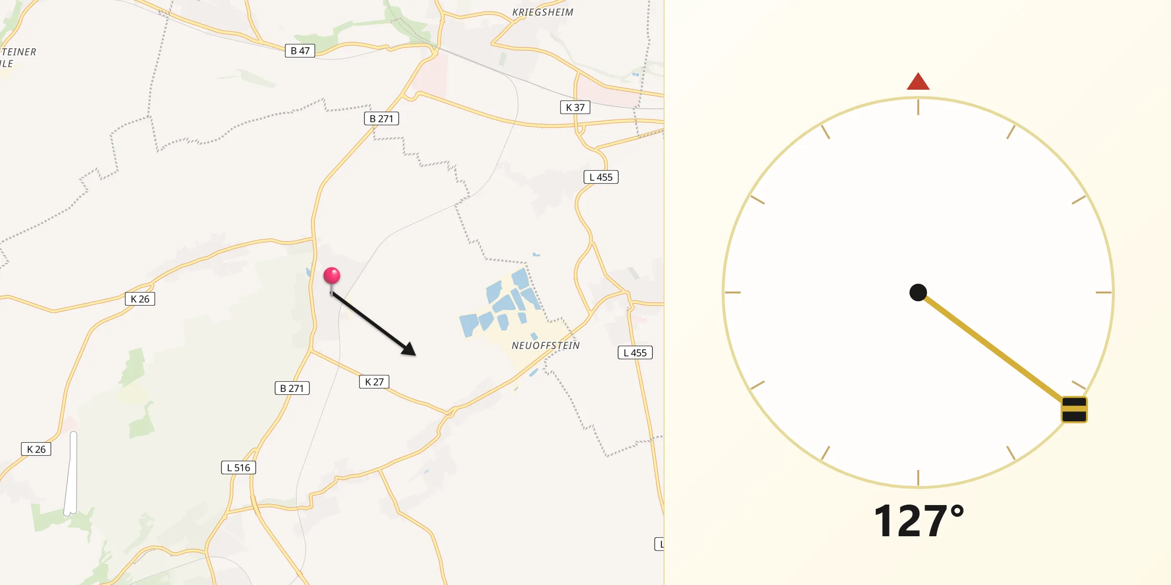Qibla-Richtung von Bockenheim