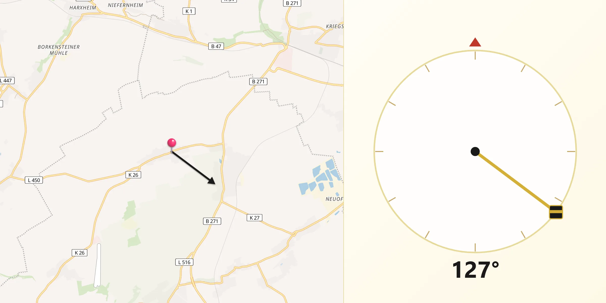 Qibla-Richtung von Kindenheim