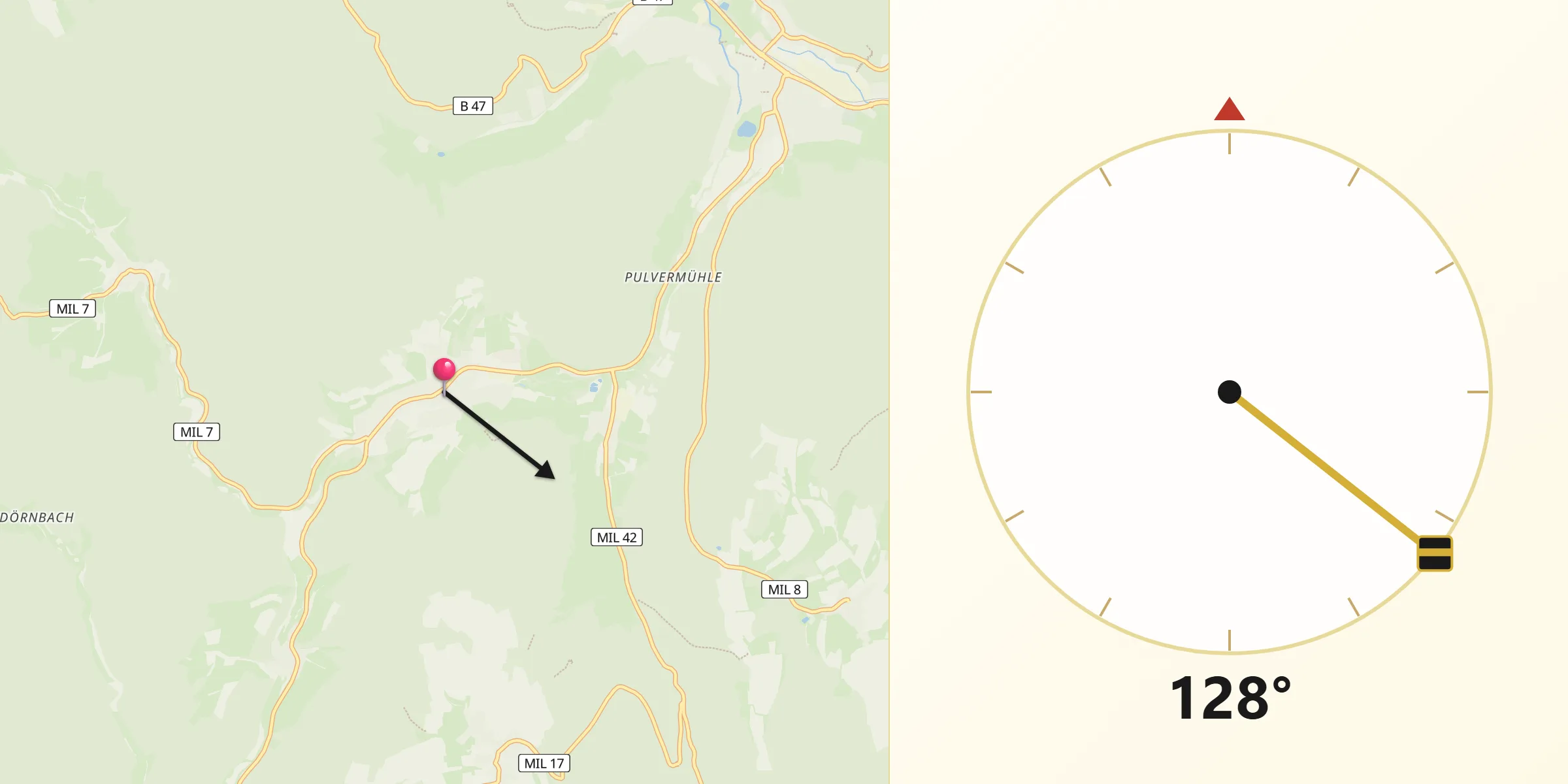 Qibla-Richtung von Kirchzell