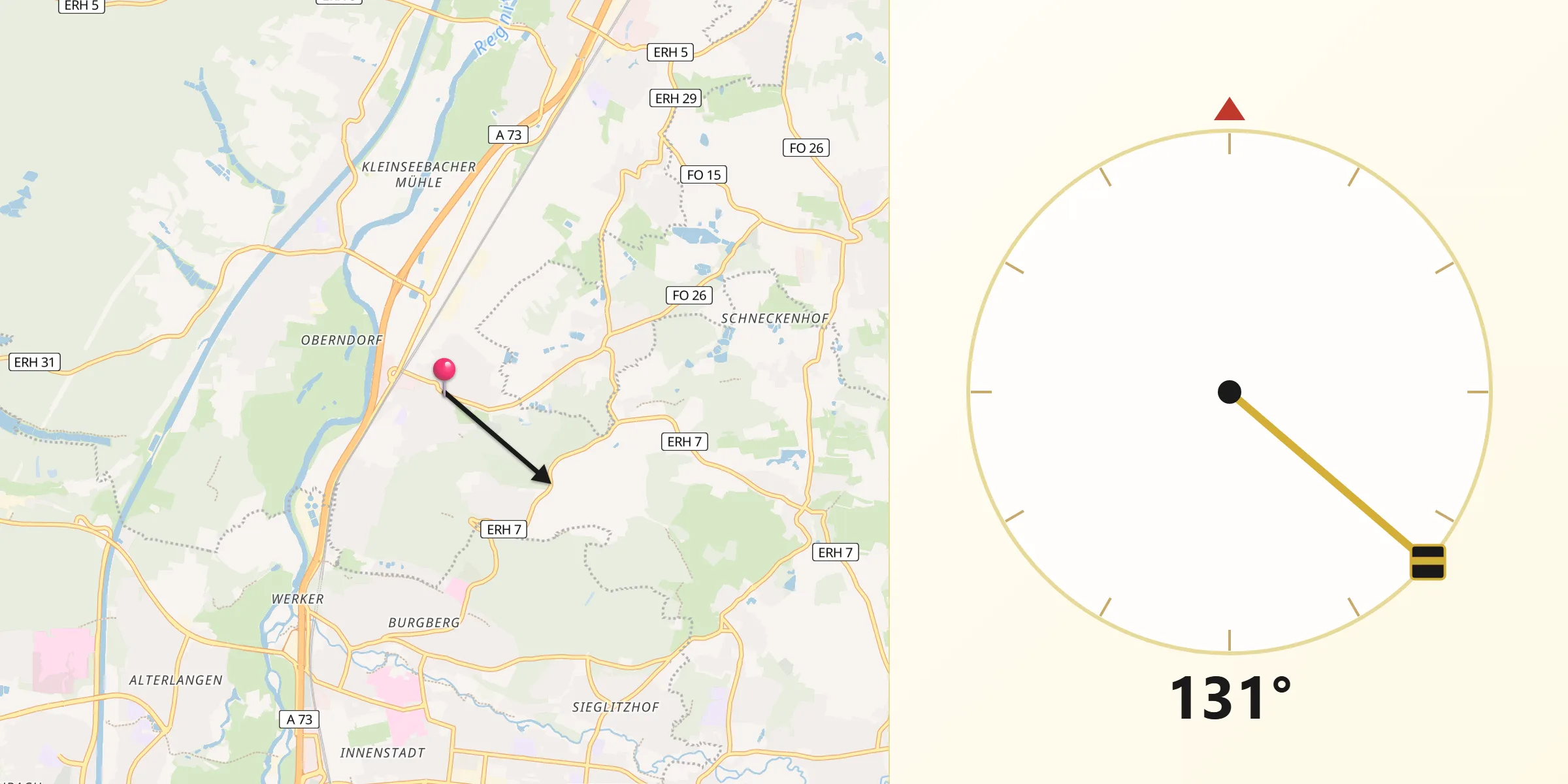 Qibla-Richtung von Bubenreuth