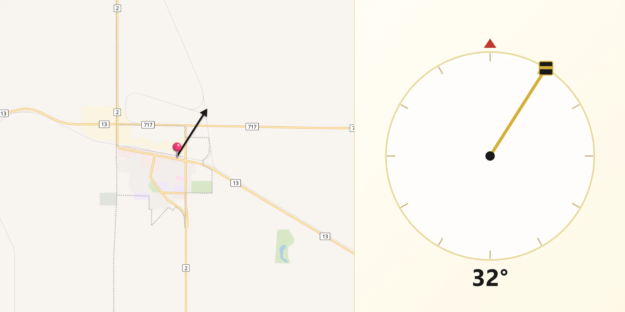 Qibla Direction from Assiniboia