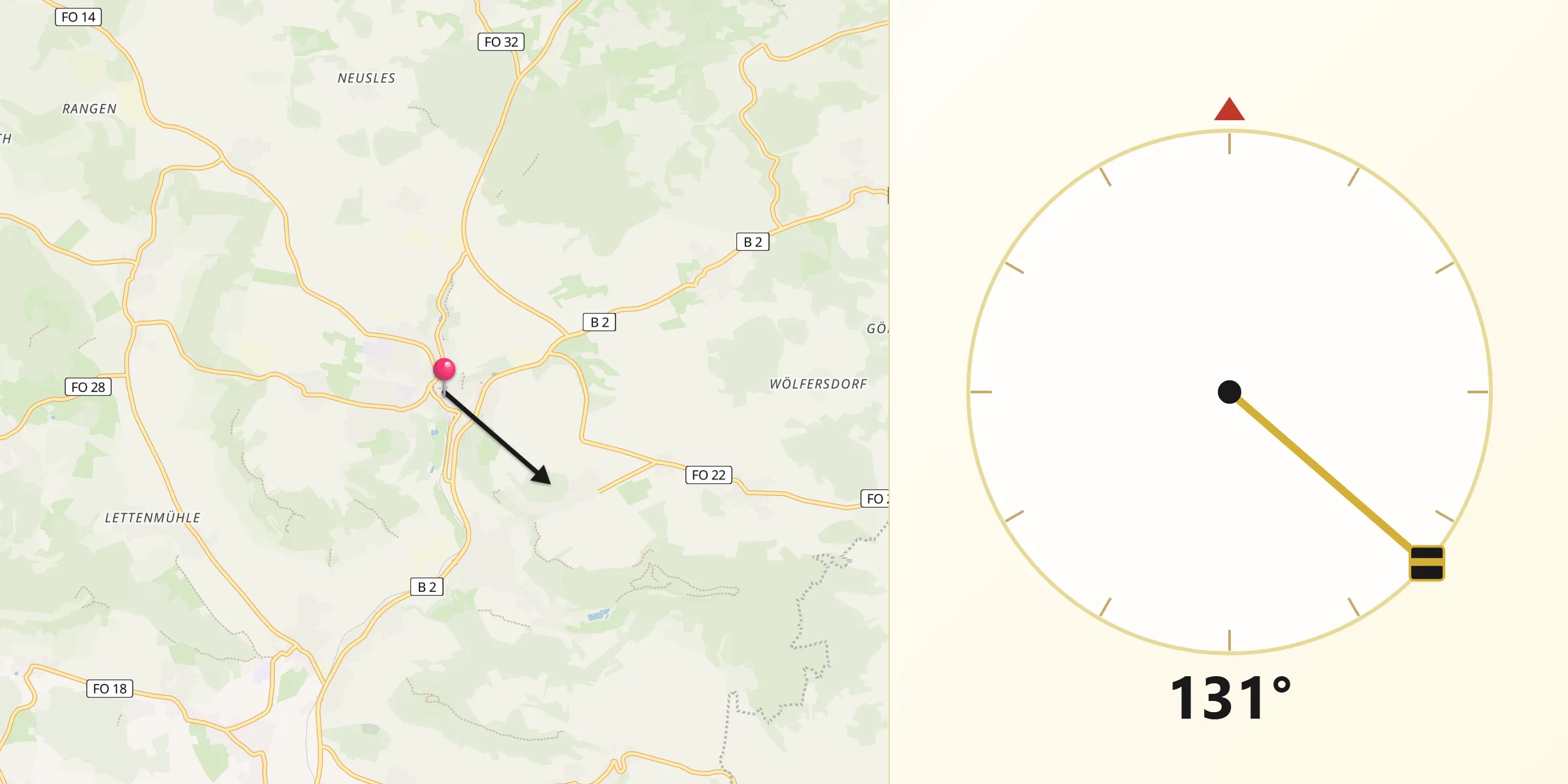 Qibla-Richtung von Gräfenberg