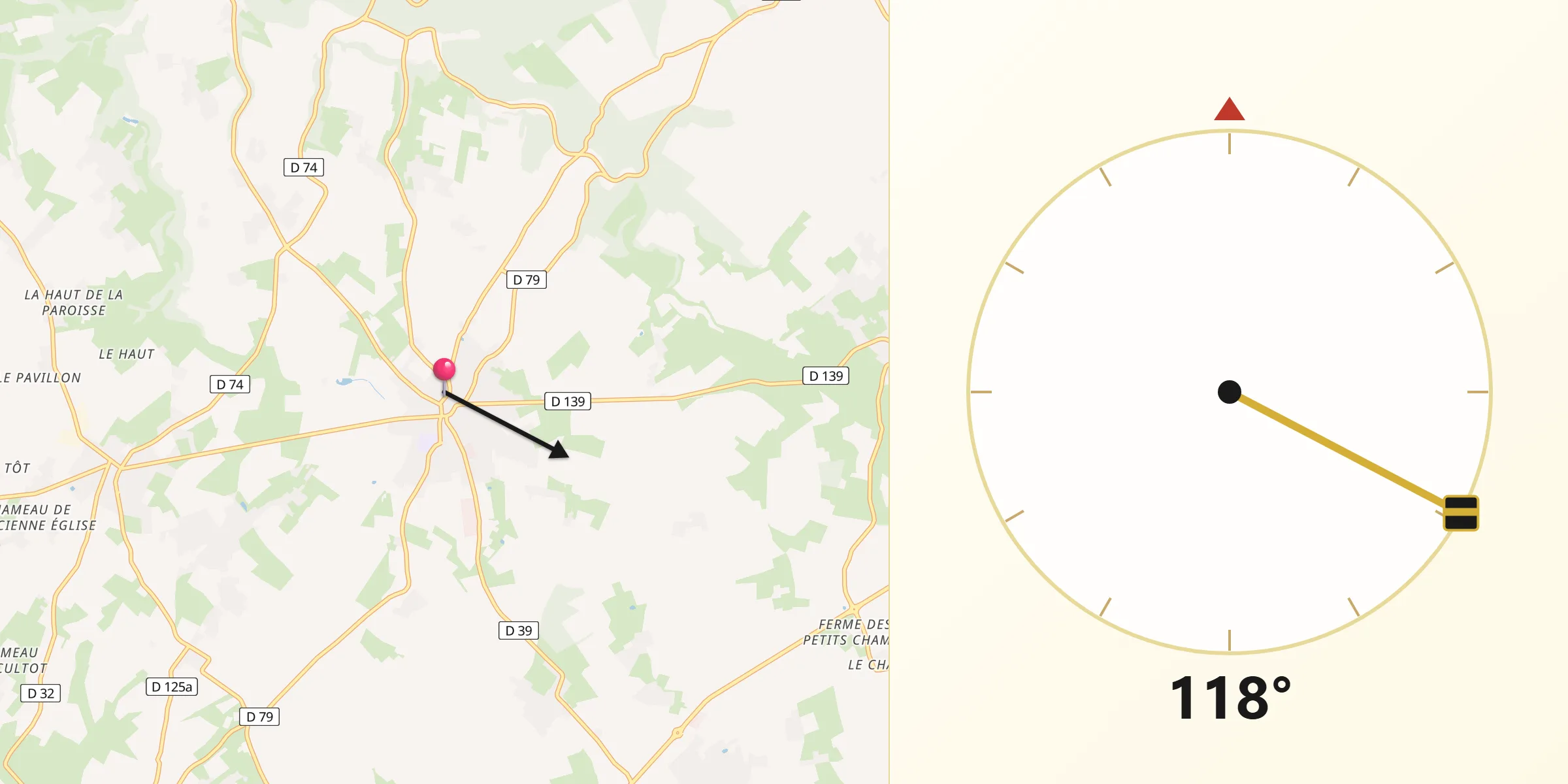 Direction vers la Qibla depuis Criquetot-l’Esneval