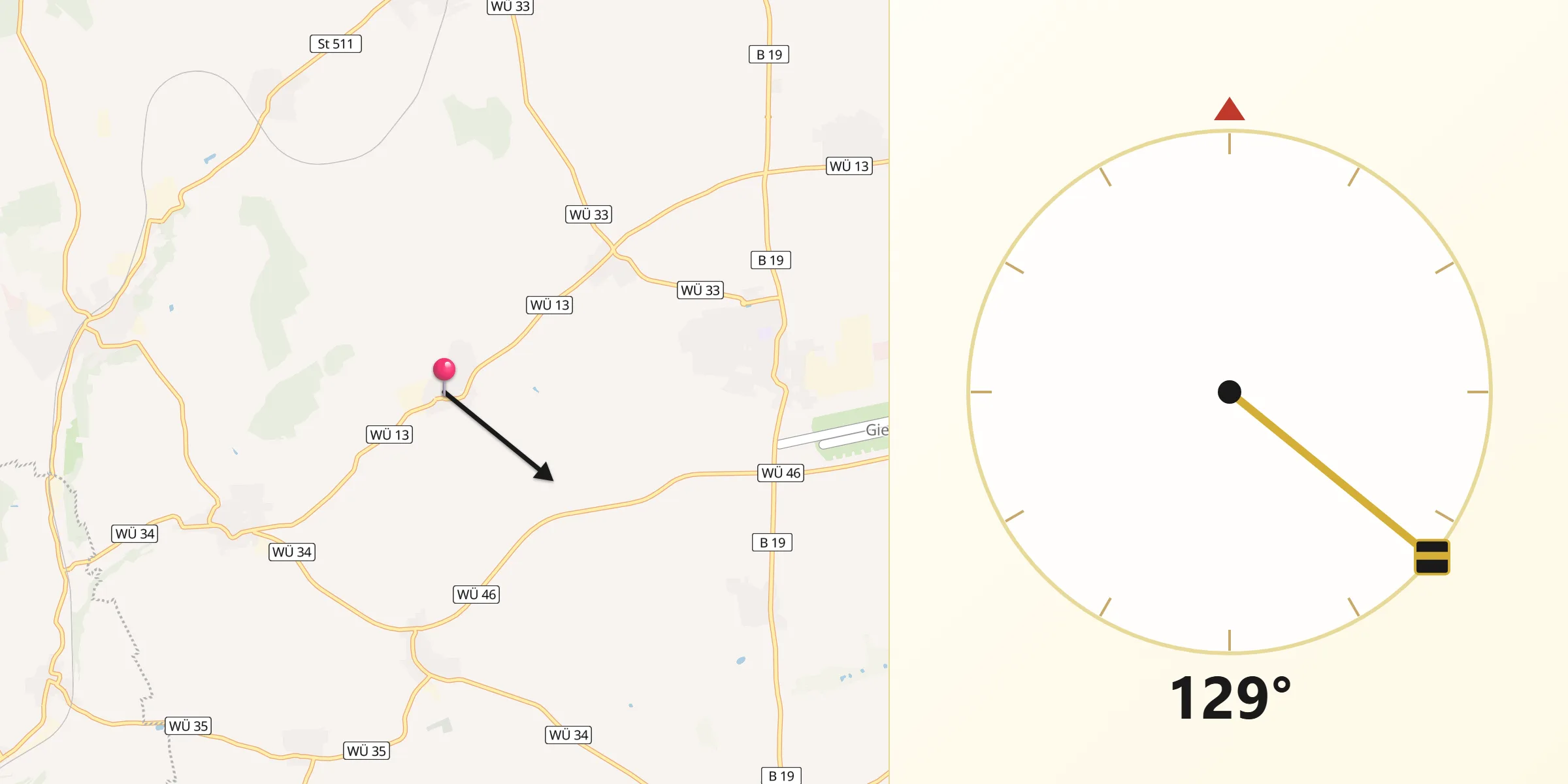 Qibla-Richtung von Sulzdorf