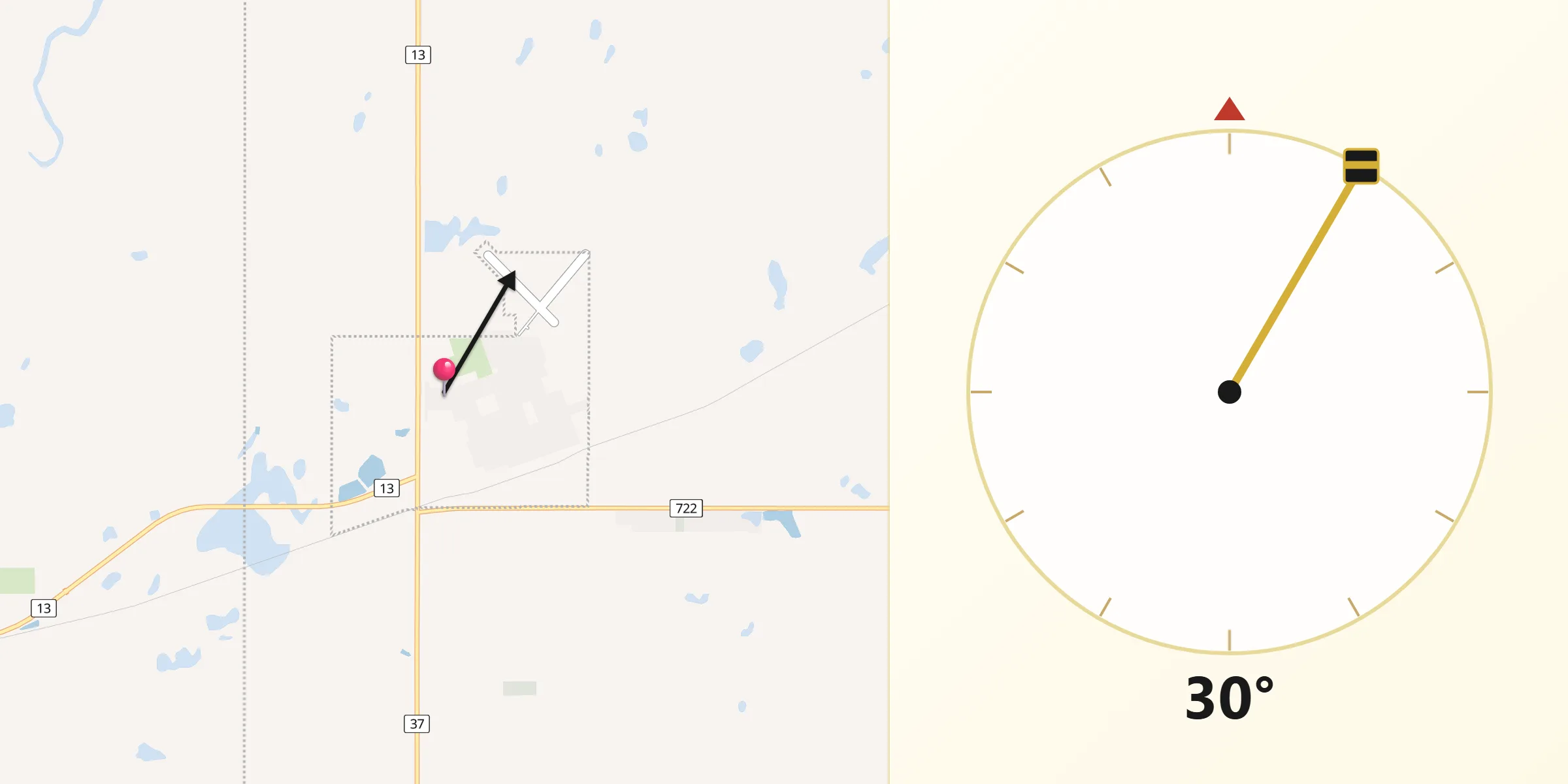 Qibla Direction from Shaunavon