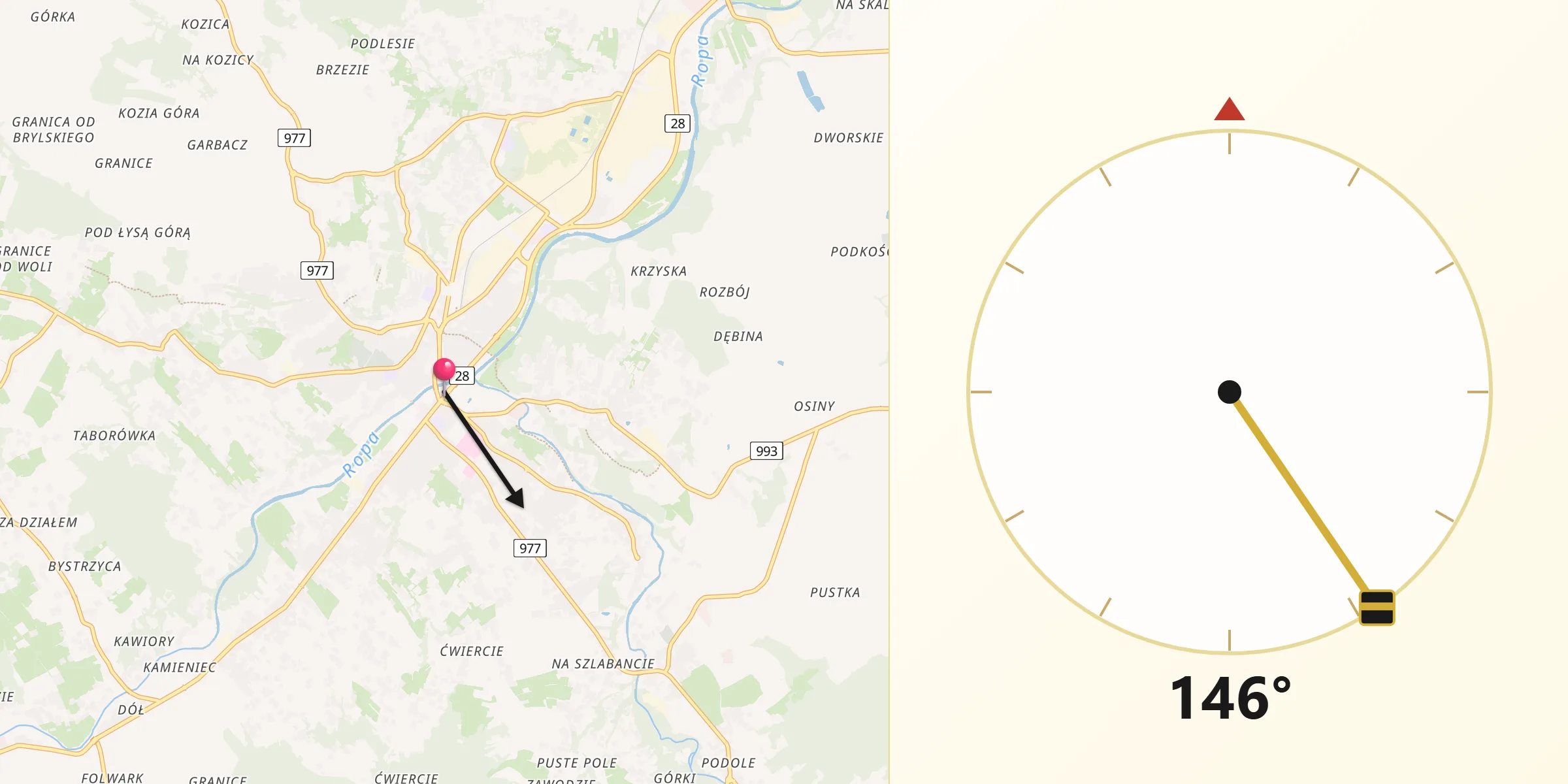 Kierunek Qibla z Gorlice